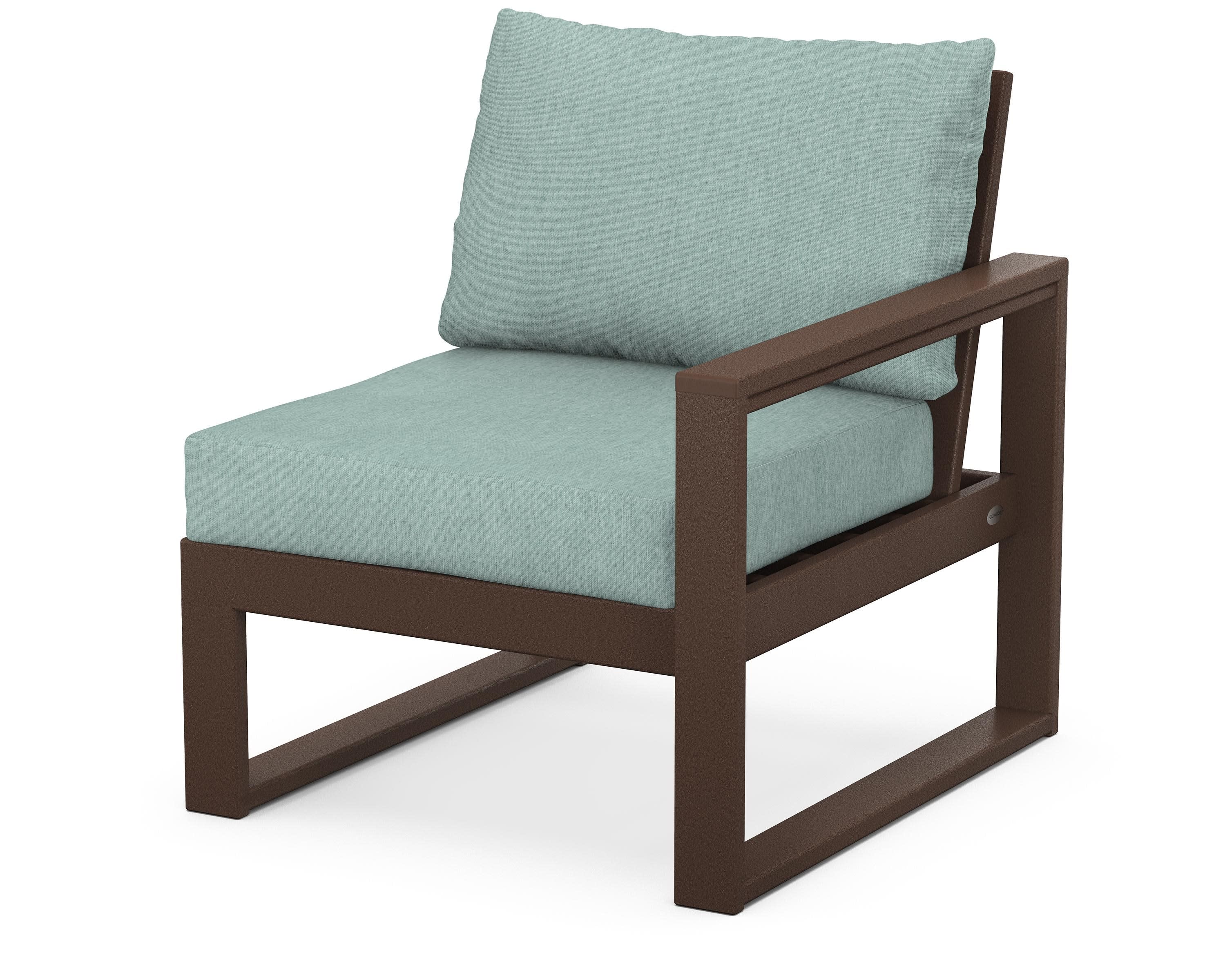 EDGE Modular Right Arm Chair in Mahogany / Glacier Spa