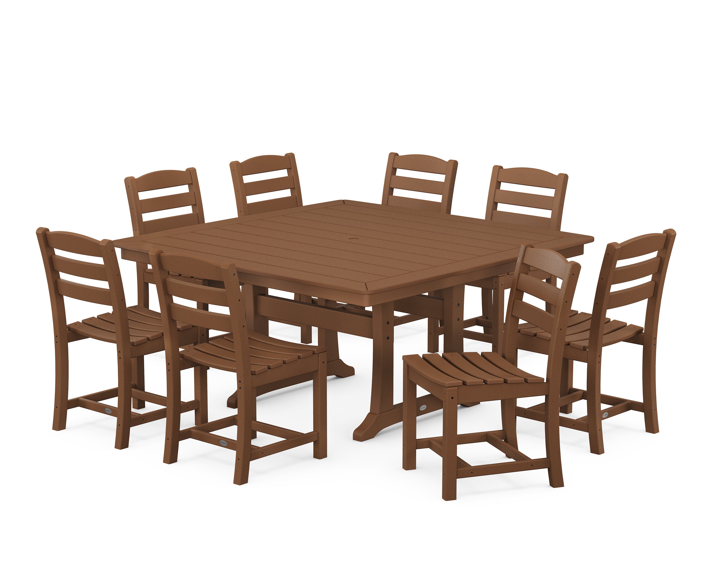La Casa Caf 9-Piece Nautical Trestle Dining Set in Teak