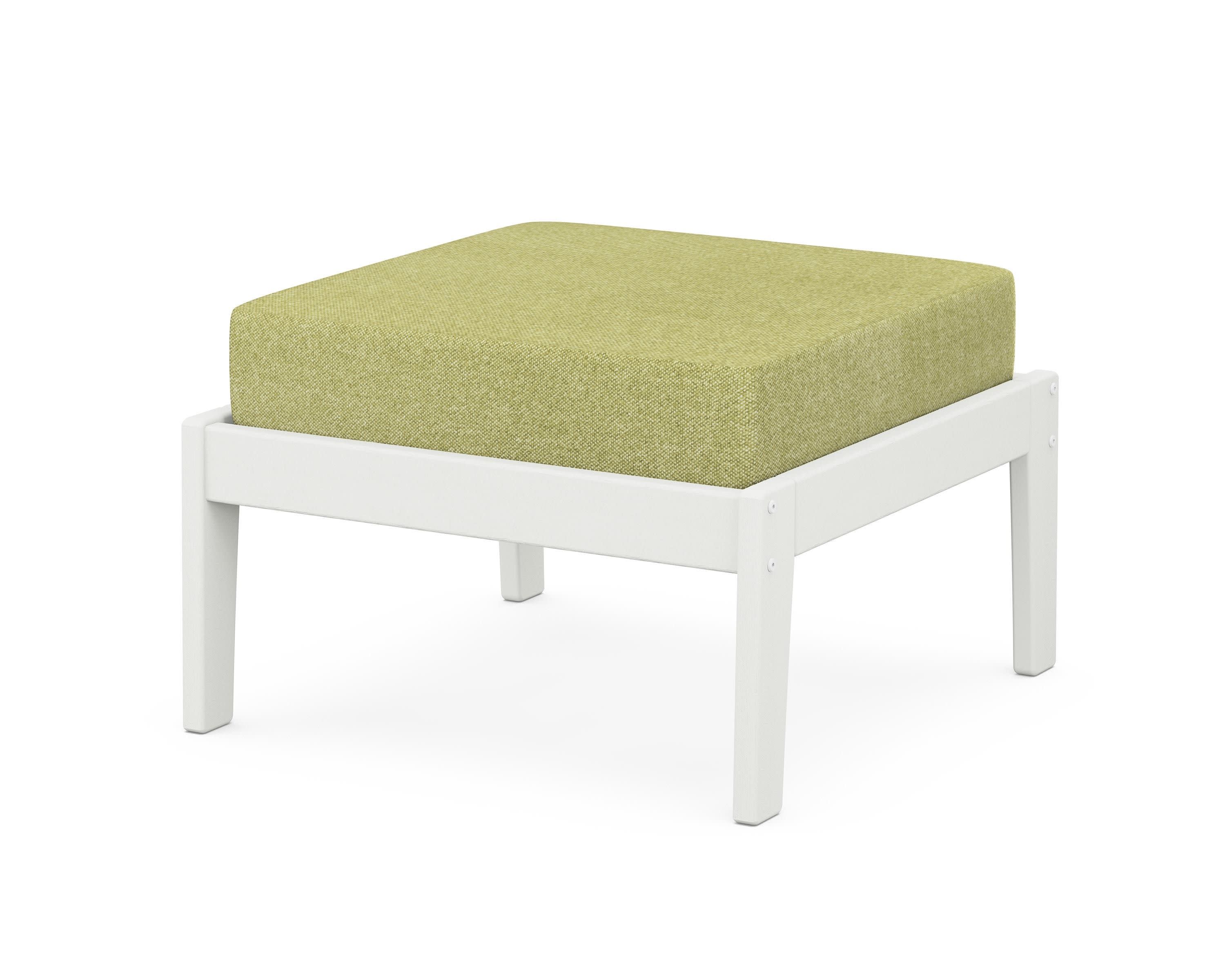 Deep Seating Ottoman in Vintage White / Chartreuse Boucle