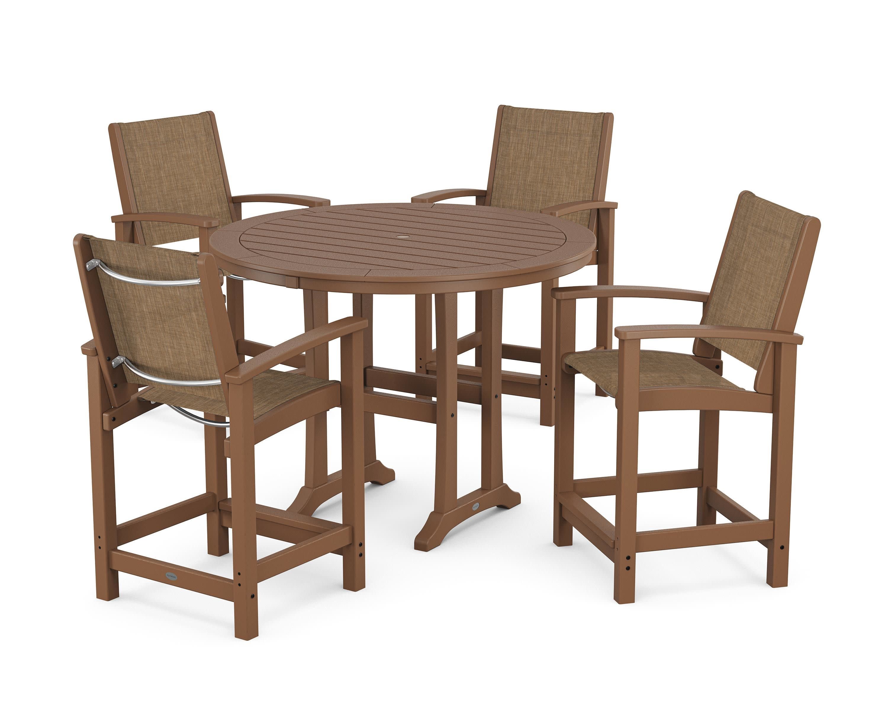 Coastal 5-Piece Counter Set in Teak / Burlap Sling