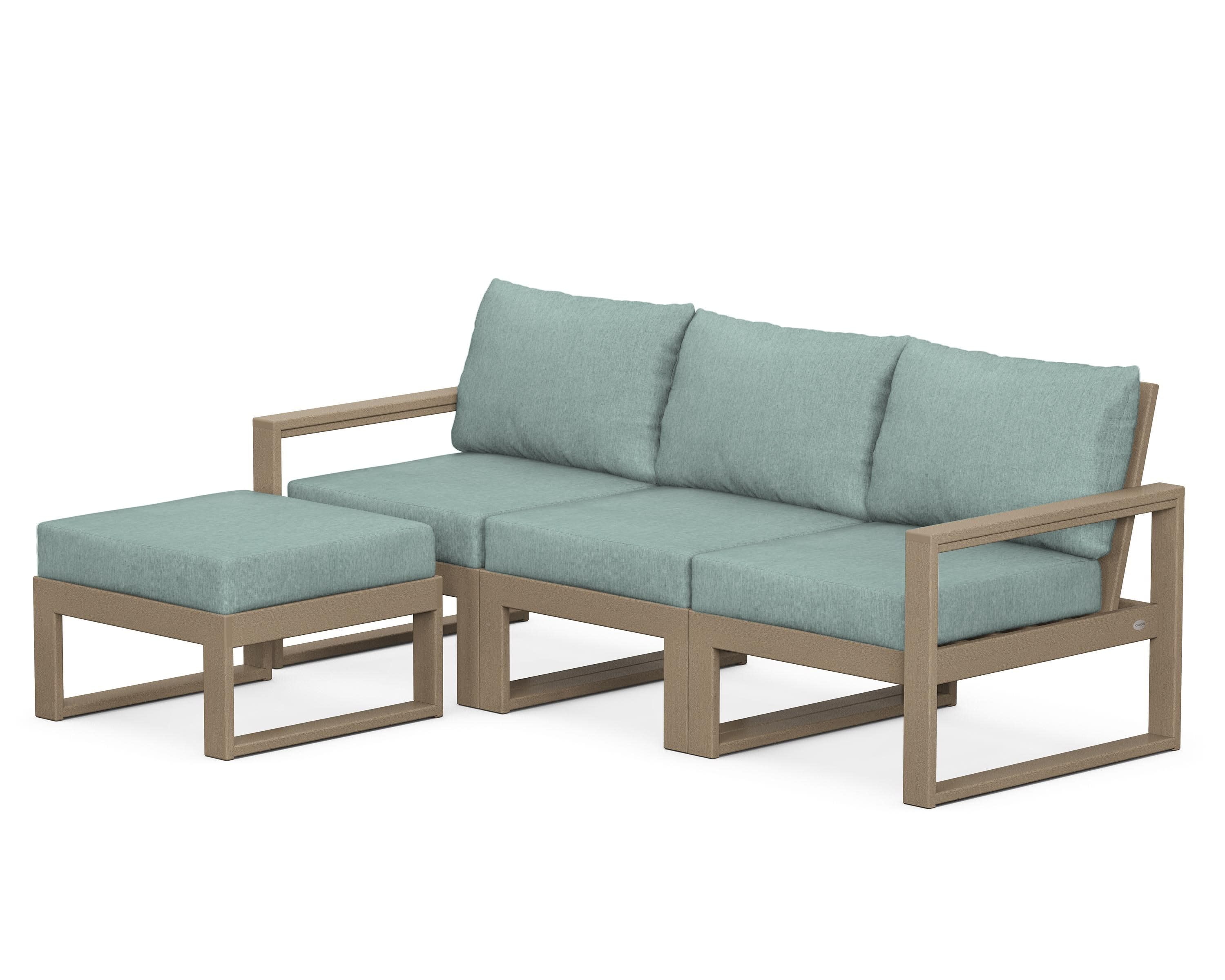 EDGE 4-Piece Modular Deep Seating Set with Ottoman in Vintage Sahara / Glacier Spa