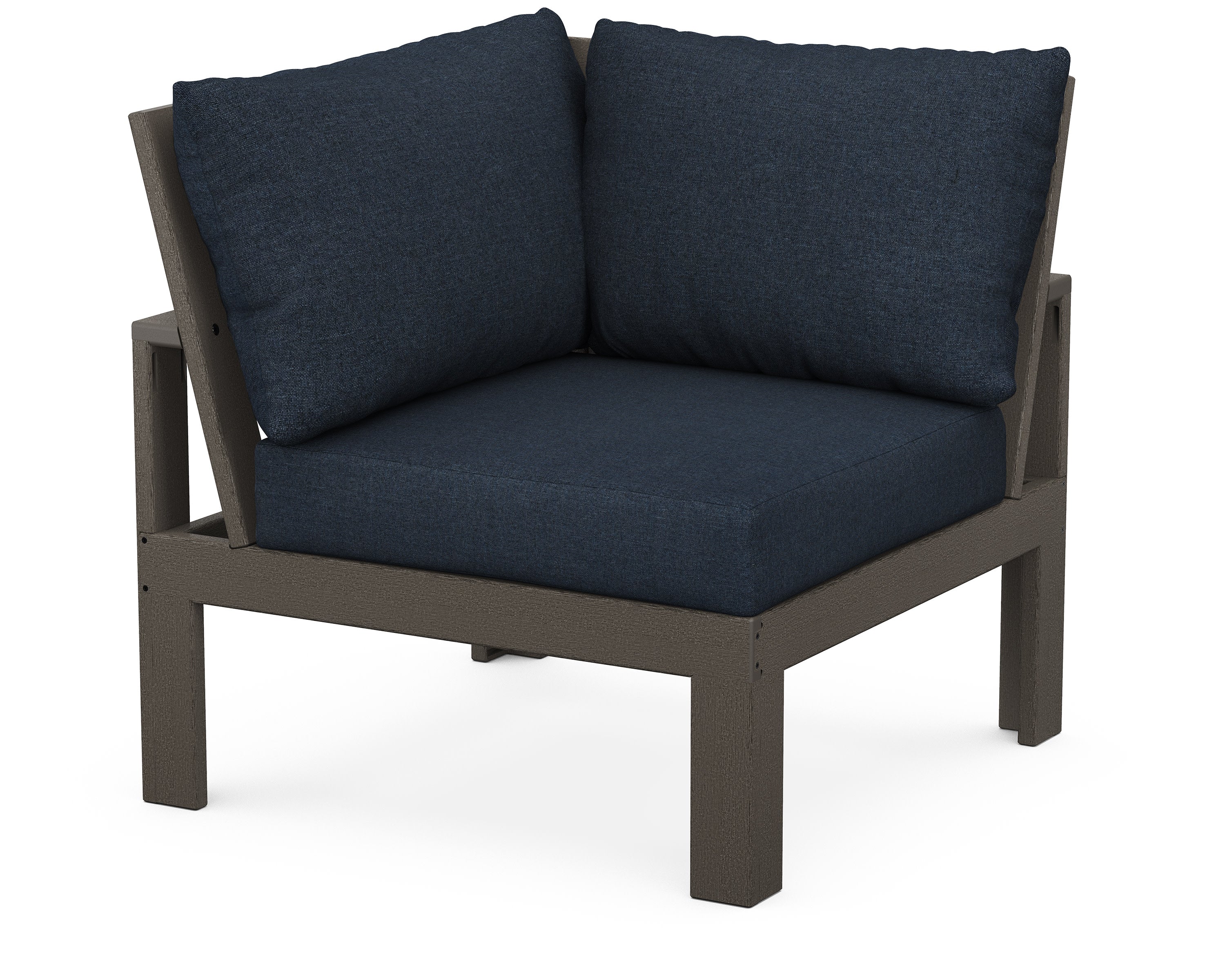 Modular Corner Chair in Vintage Coffee / Marine Indigo