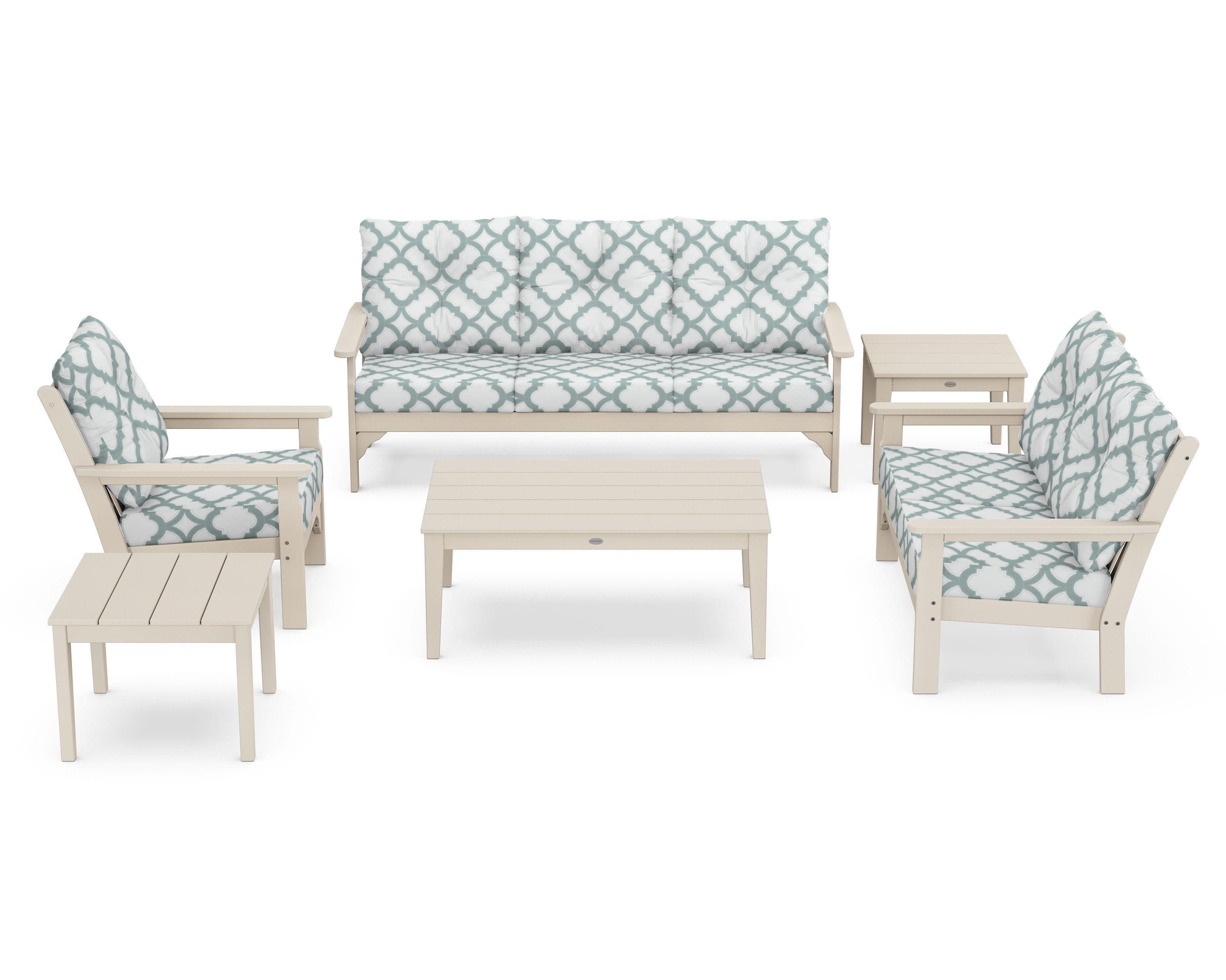 Vineyard 6-Piece Deep Seating Set in Sand / Trellis Glacier Spa