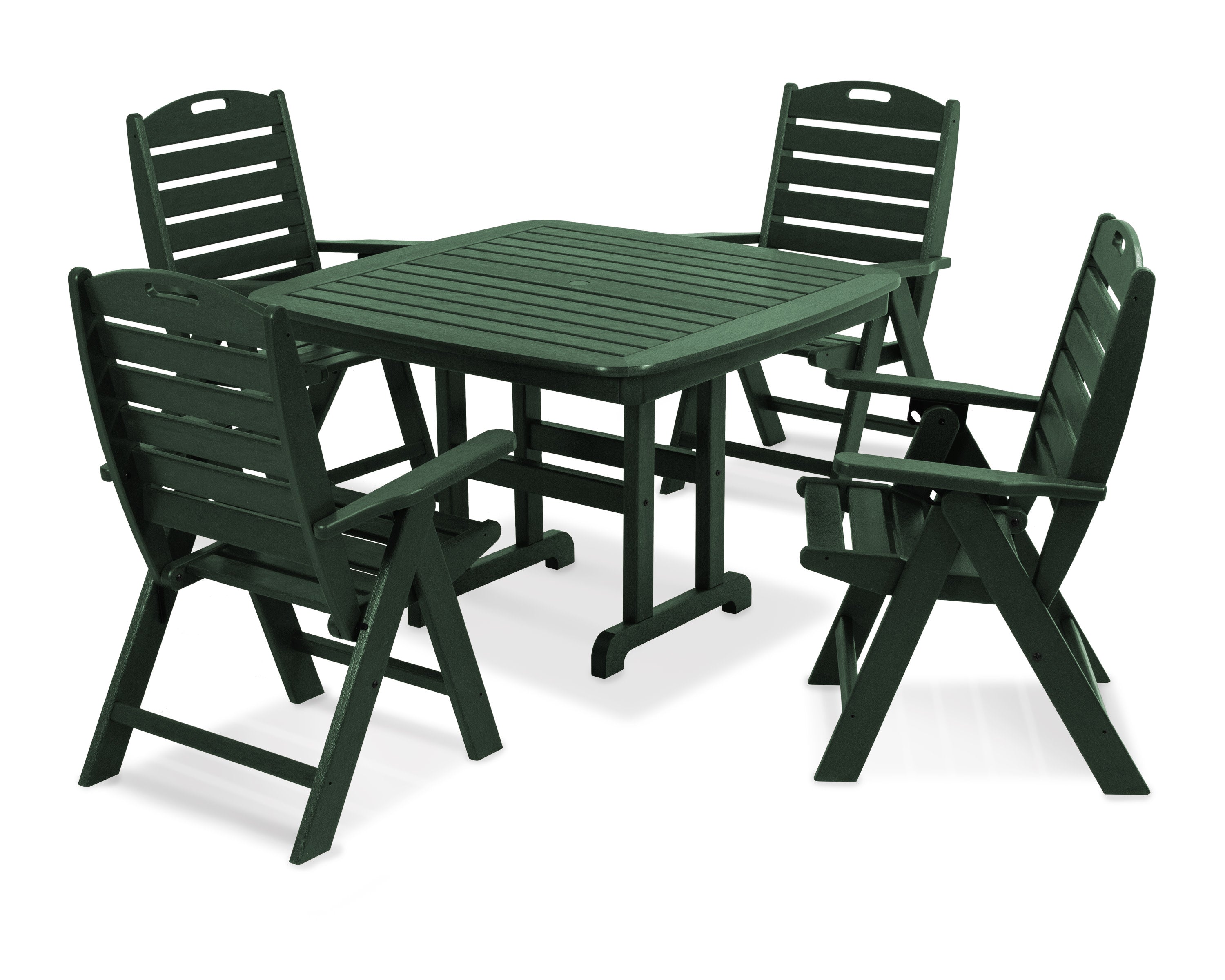 Nautical Highback Chair 5-Piece Dining Set in Green