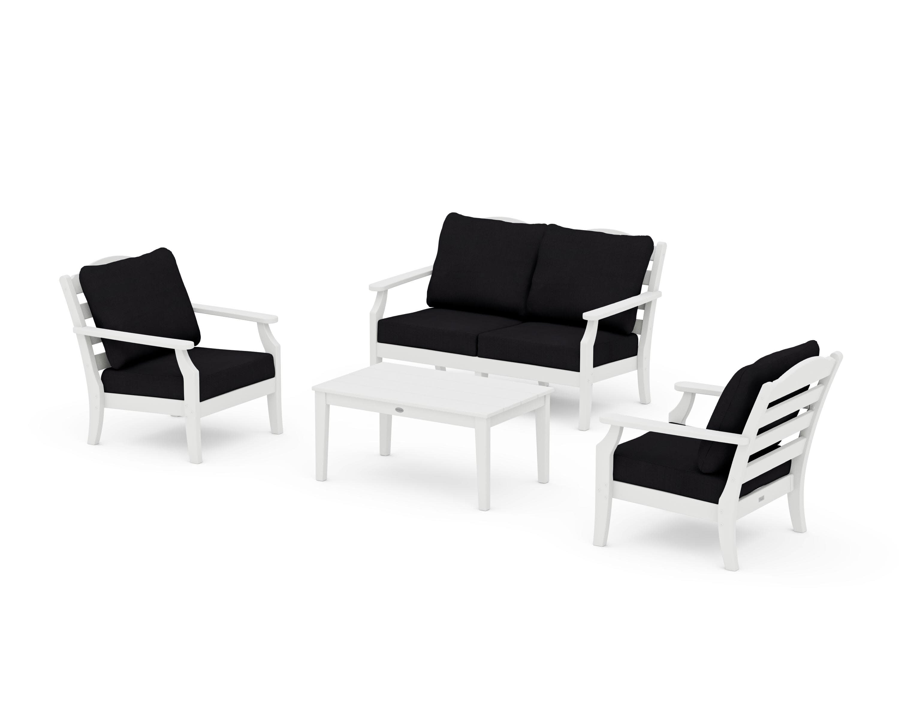 Savannah 4-Piece Deep Seating Set with Loveseat in White / Midnight Linen