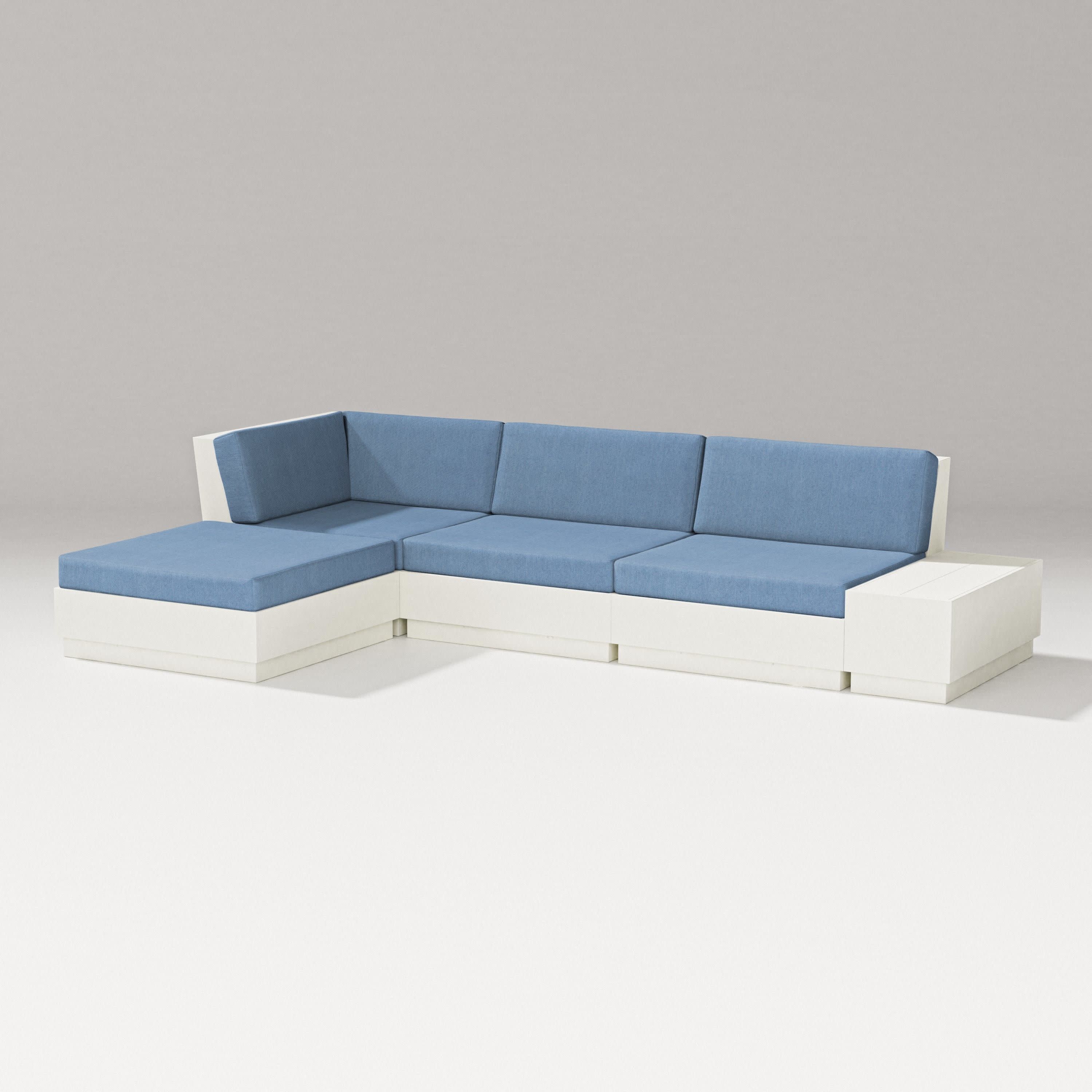 Elevate Chaise Sectional in Vintage White / Sky Blue