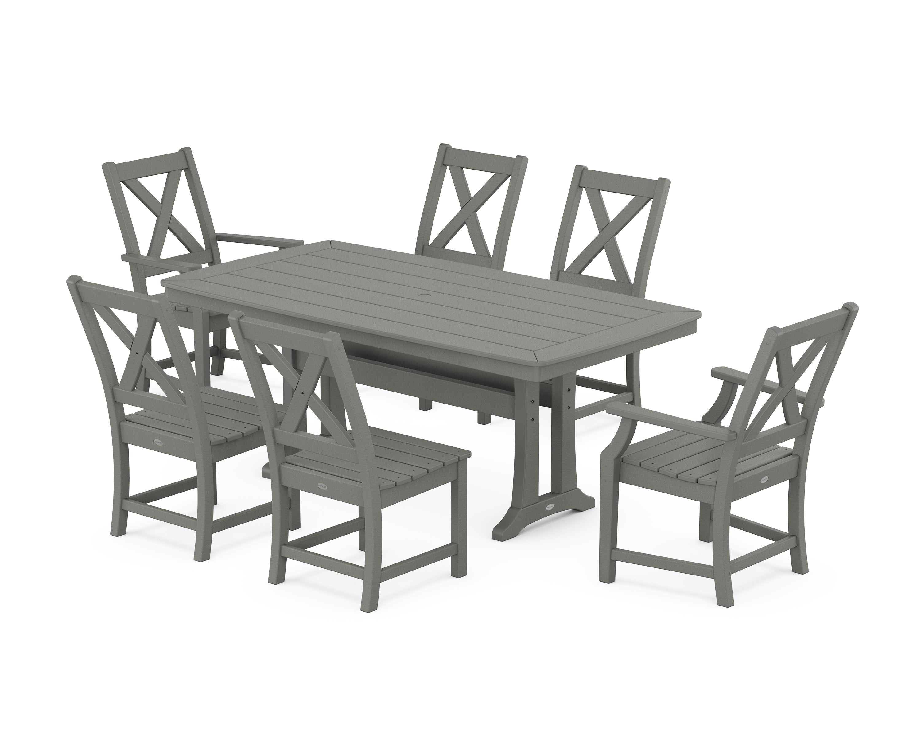 Braxton 7-Piece Dining Set with Trestle Legs in Slate Grey