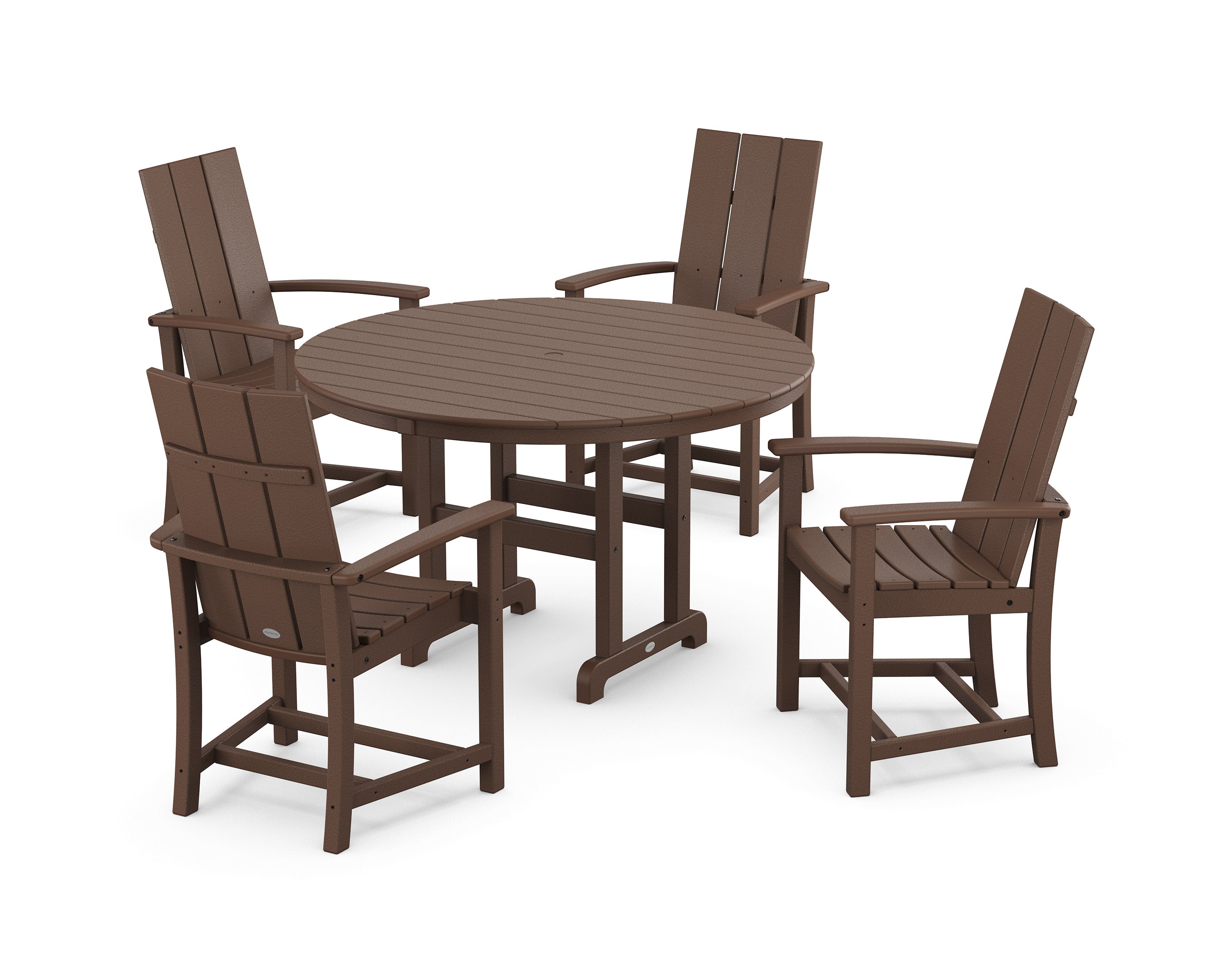 Modern Adirondack 5-Piece Round Farmhouse Dining Set in Mahogany