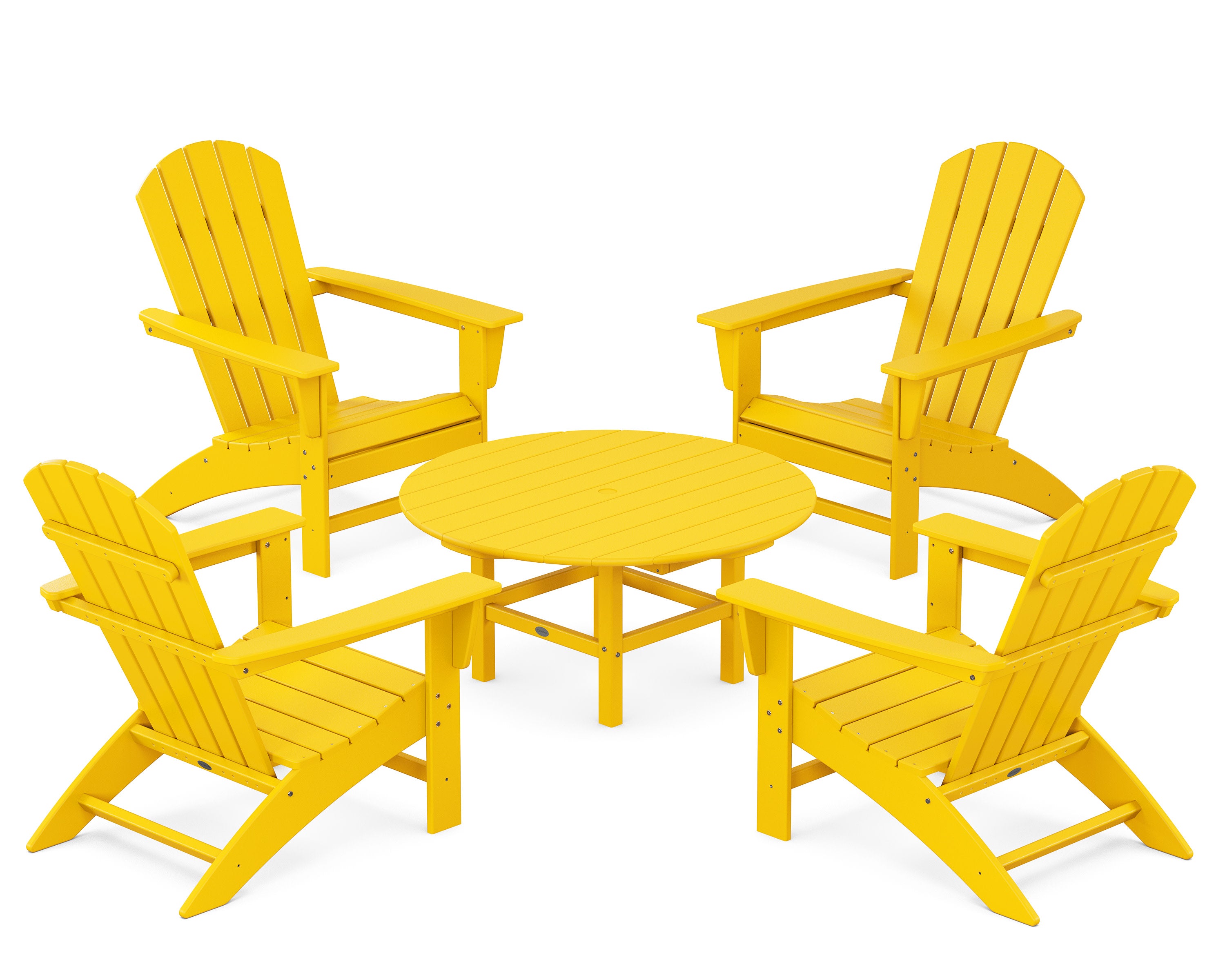 Nautical 5-Piece Adirondack Chair Conversation Set in Lemon