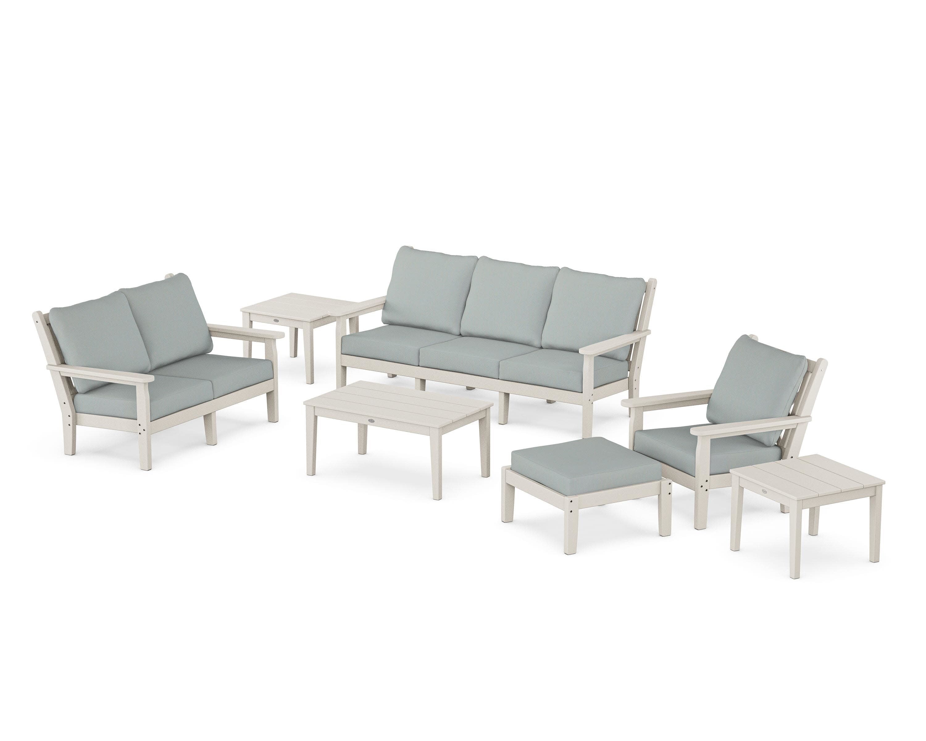 Chippendale 7-Piece Deep Seating Set in Sand / Spa