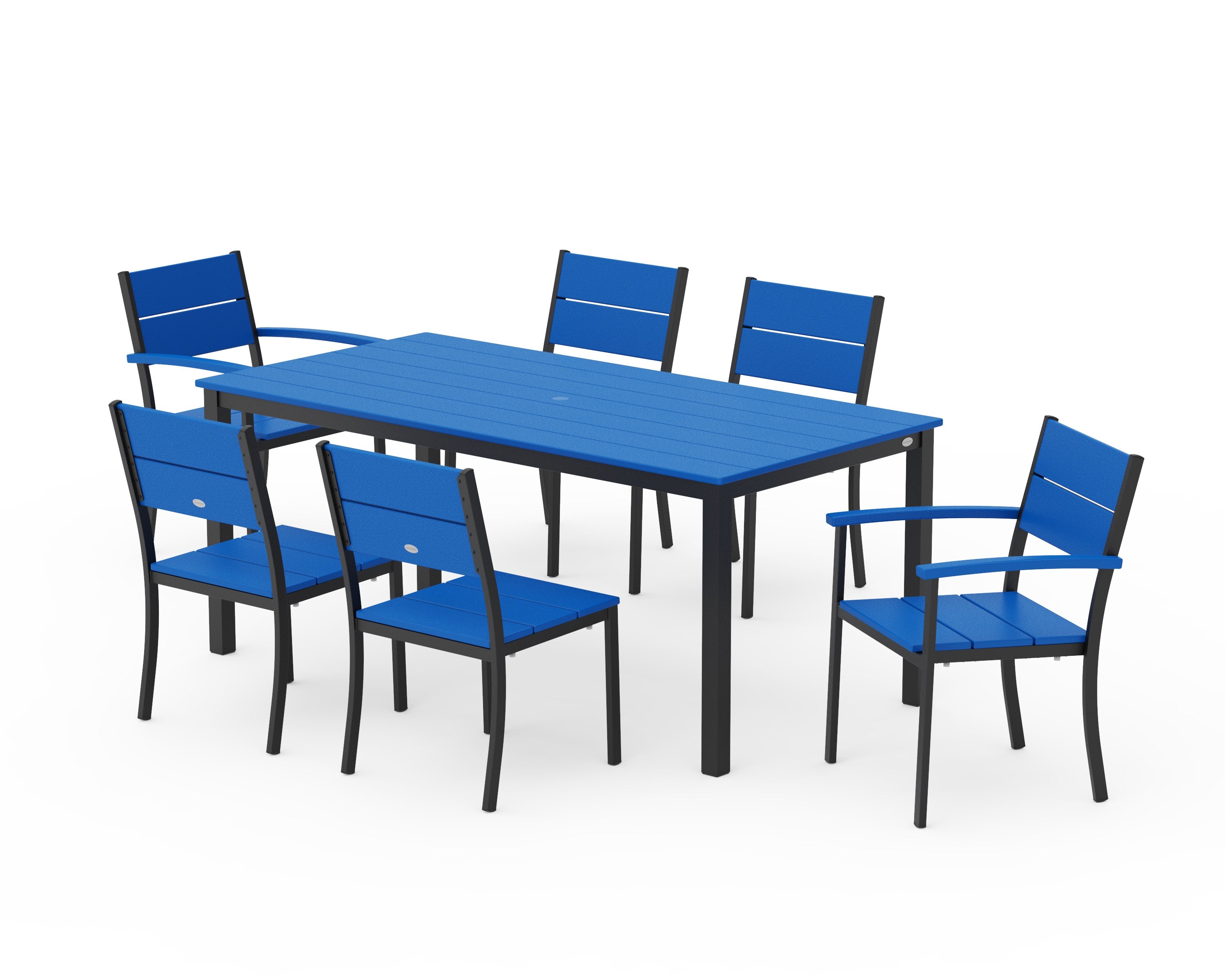 Main Street 7-Piece Dining Set in Black / Pacific Blue