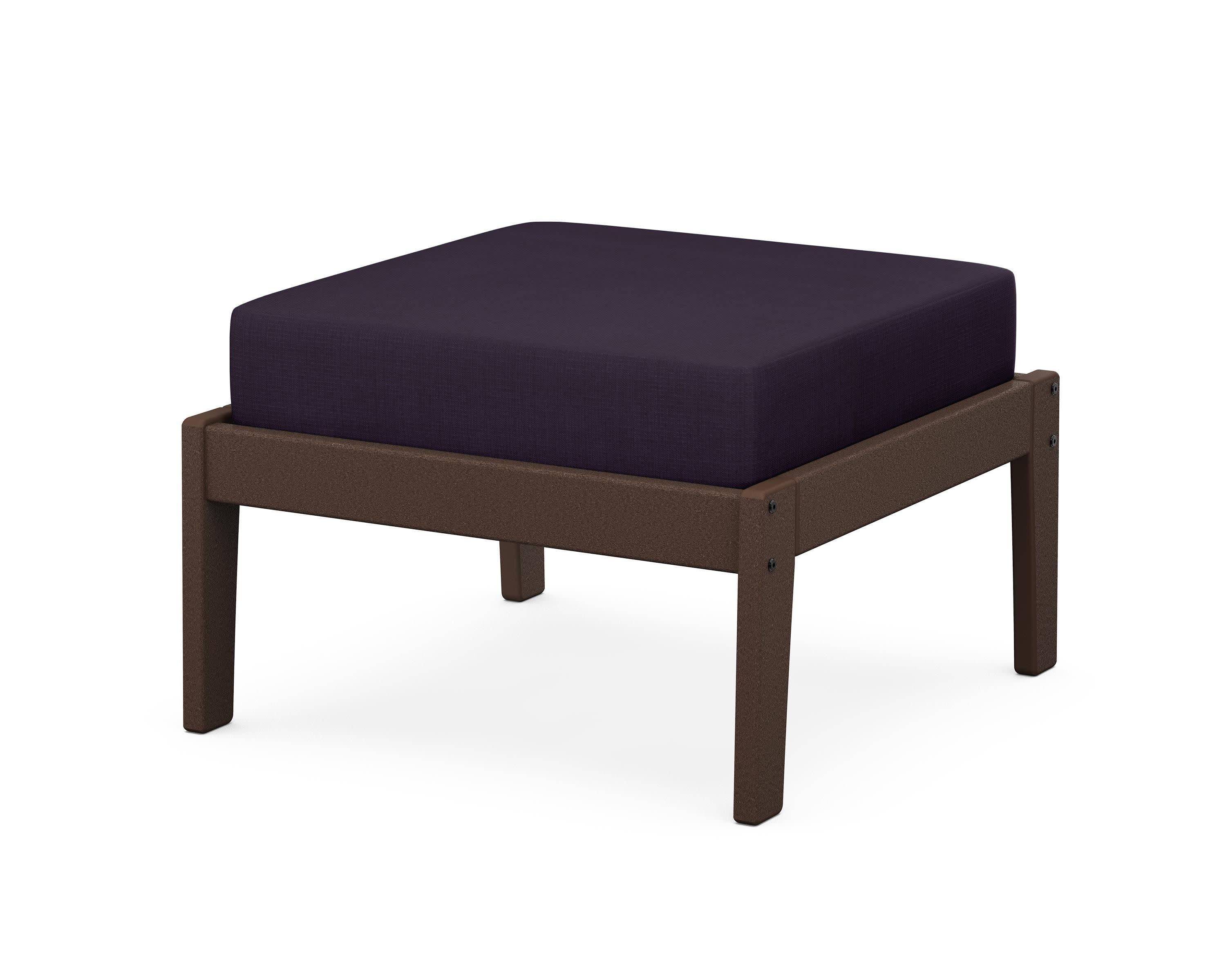 Deep Seating Ottoman in Mahogany / Navy Linen
