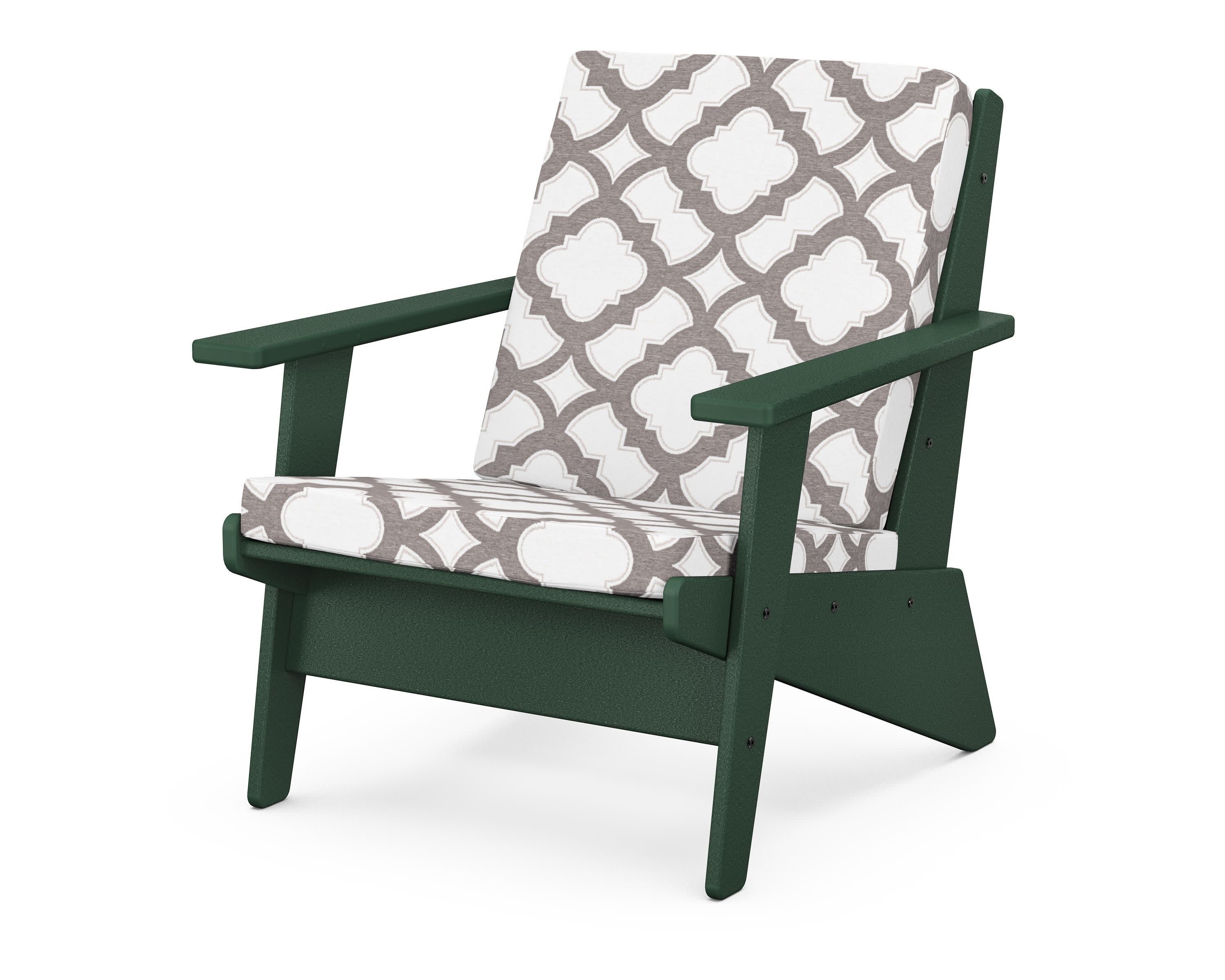 Riviera Modern Lounge Chair in Green / Trellis Grey Mist