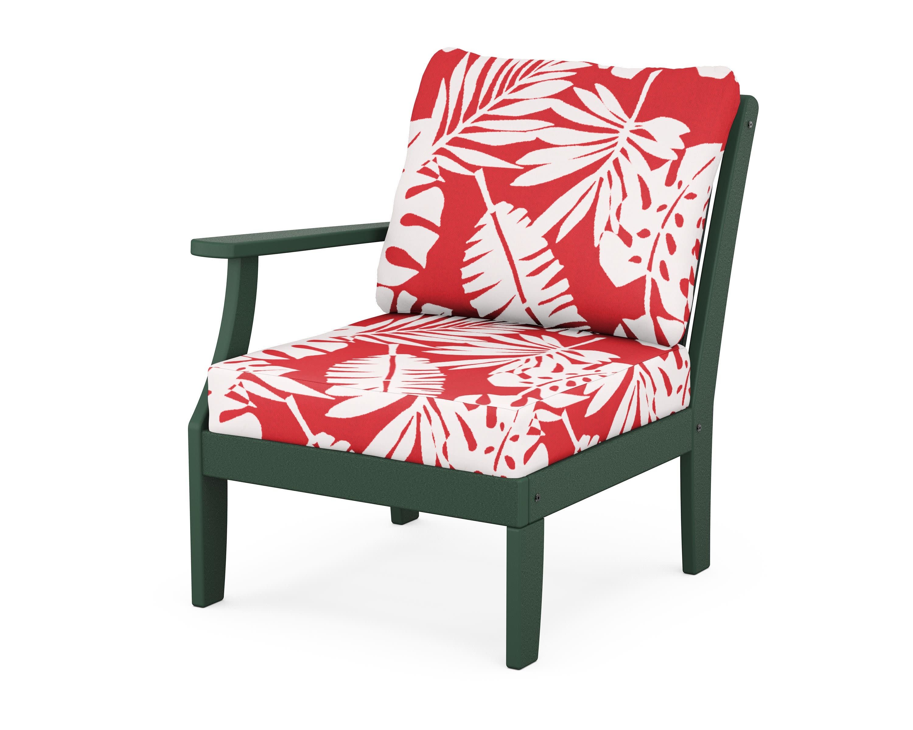 Braxton Modular Left Arm Chair in Green / Leaf Crimson