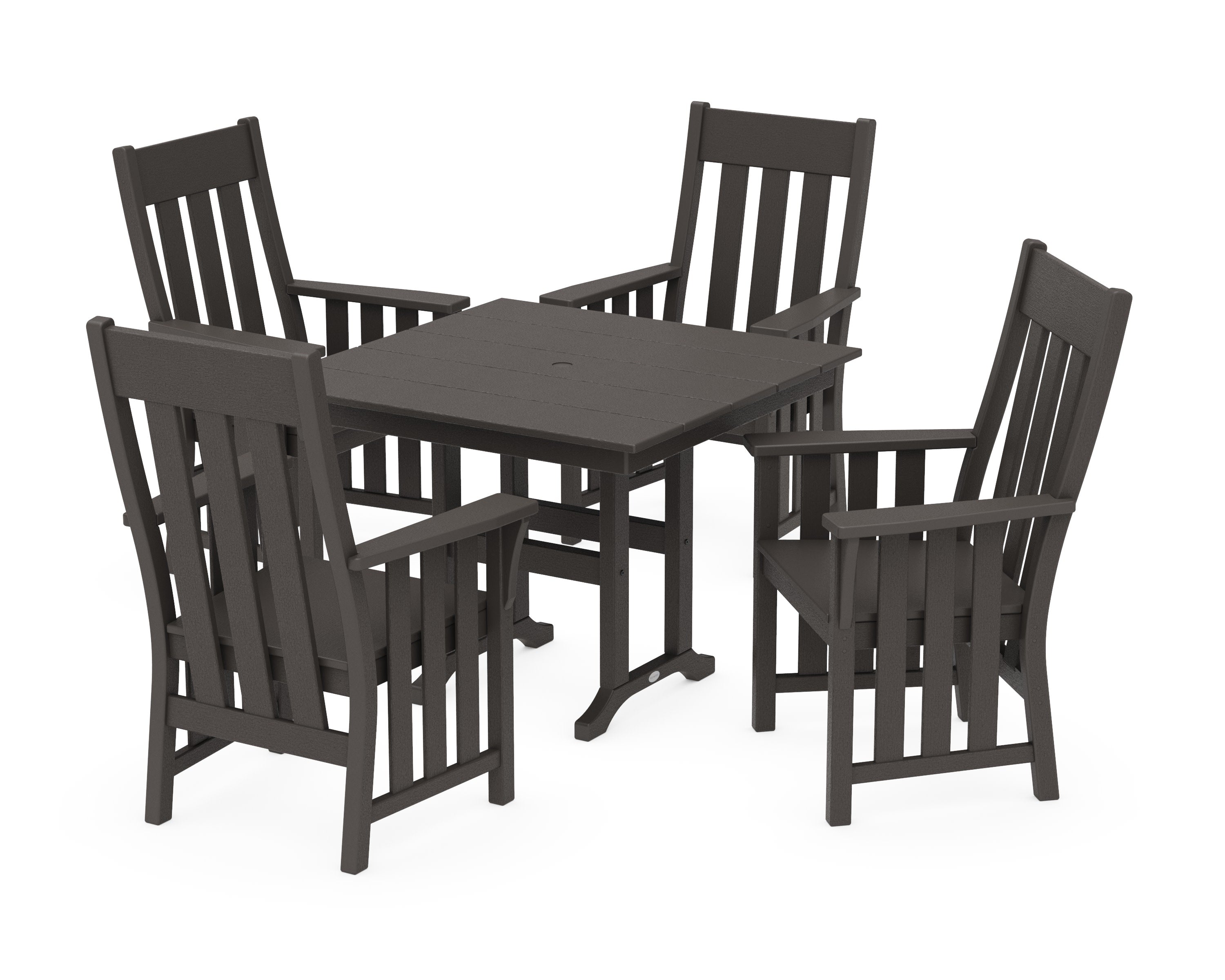 Acadia 5-Piece Farmhouse Dining Set in Vintage Coffee