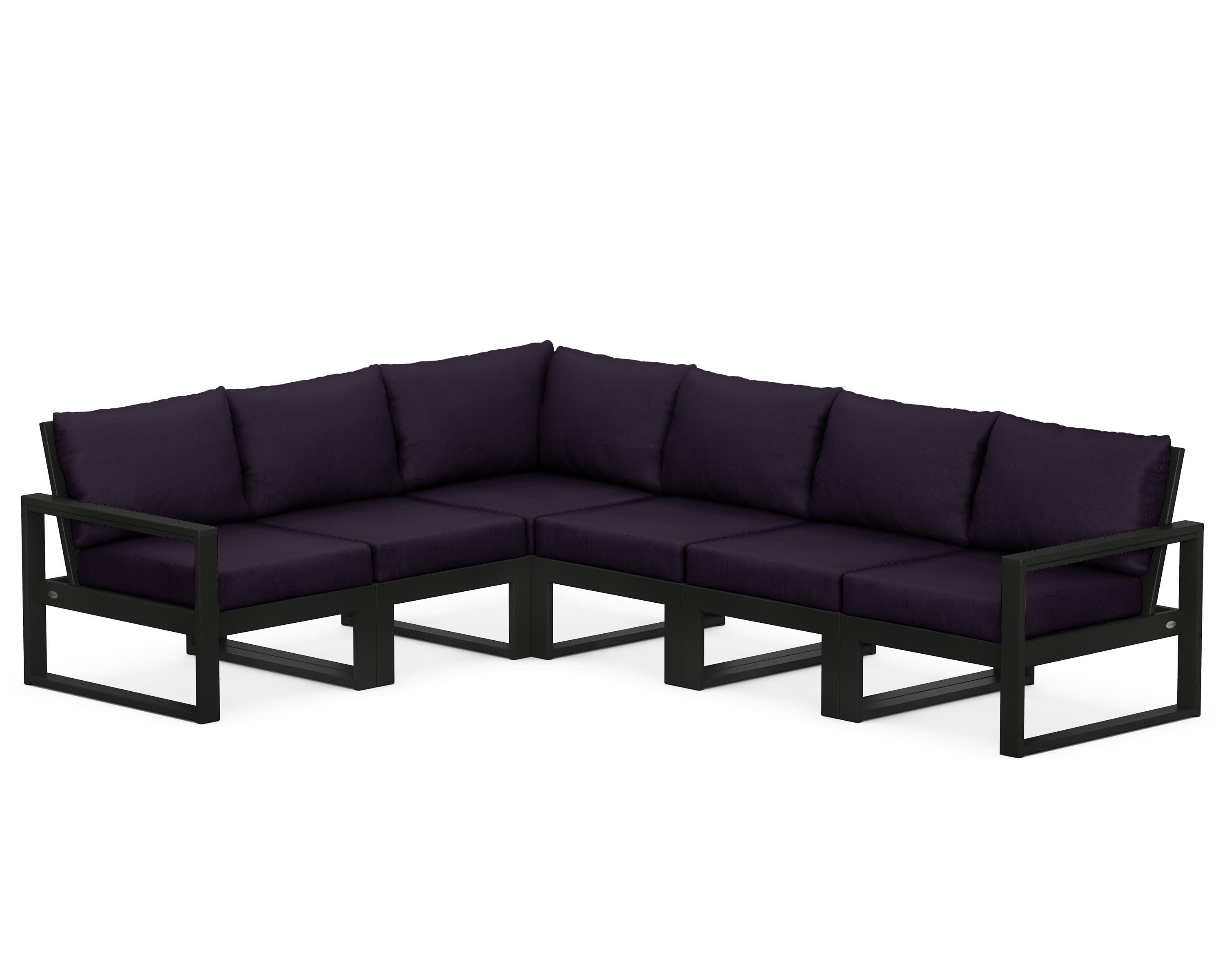 EDGE 6-Piece Modular Deep Seating Set in Black / Navy Linen