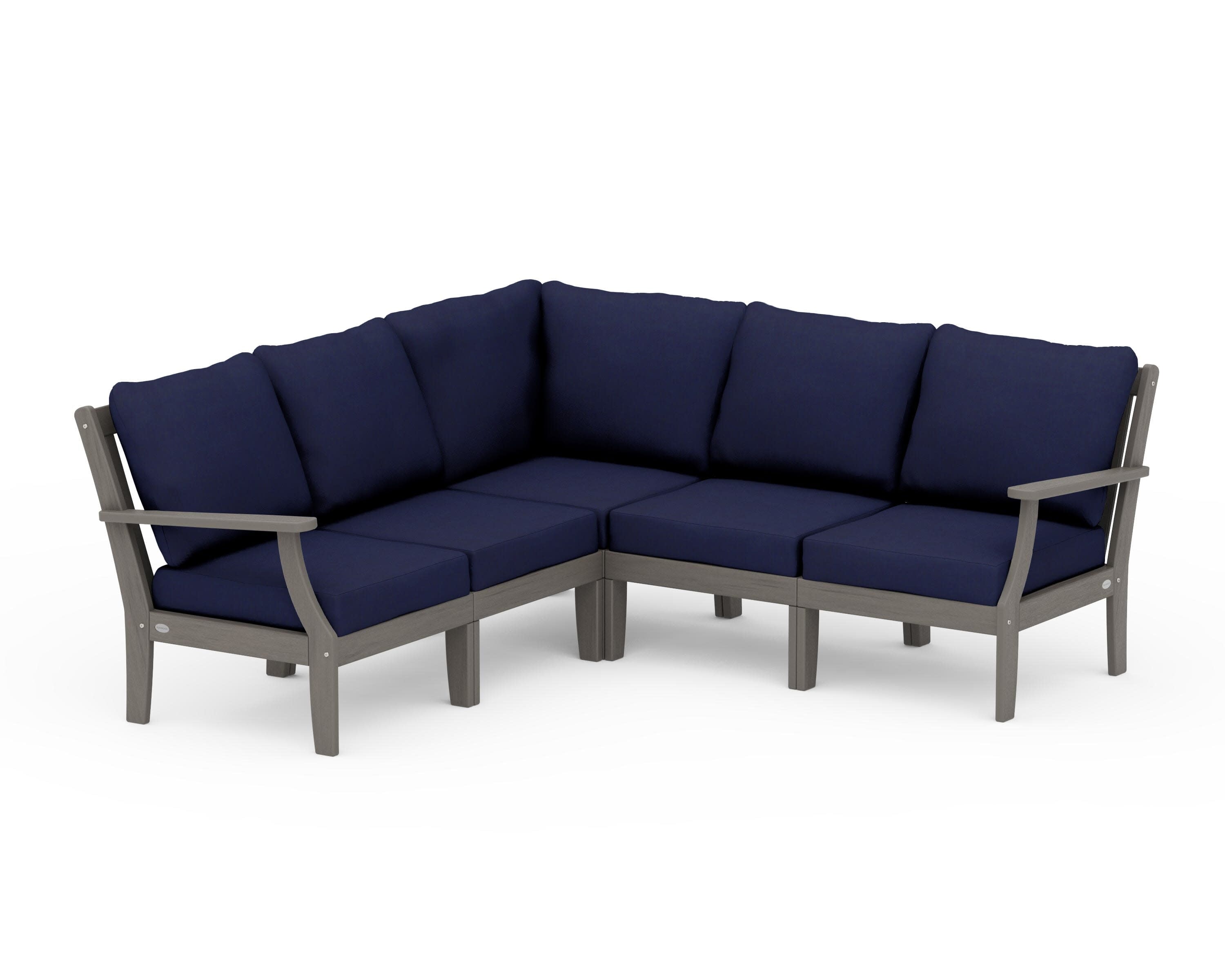 Braxton Modular 5-Piece Deep Seating Set in Driftwood / Navy