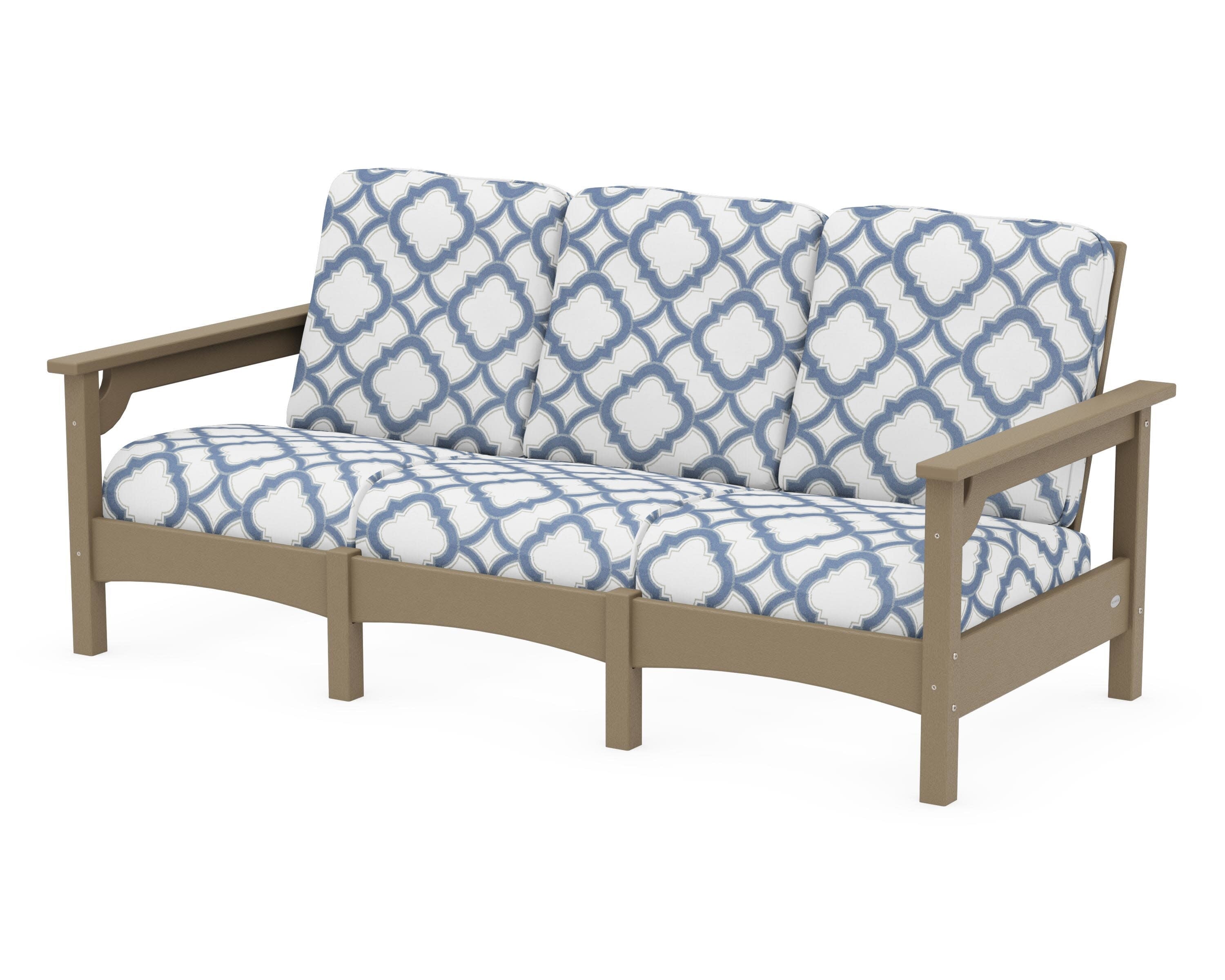 Club Sofa in Vintage Sahara / Trellis Sky Blue
