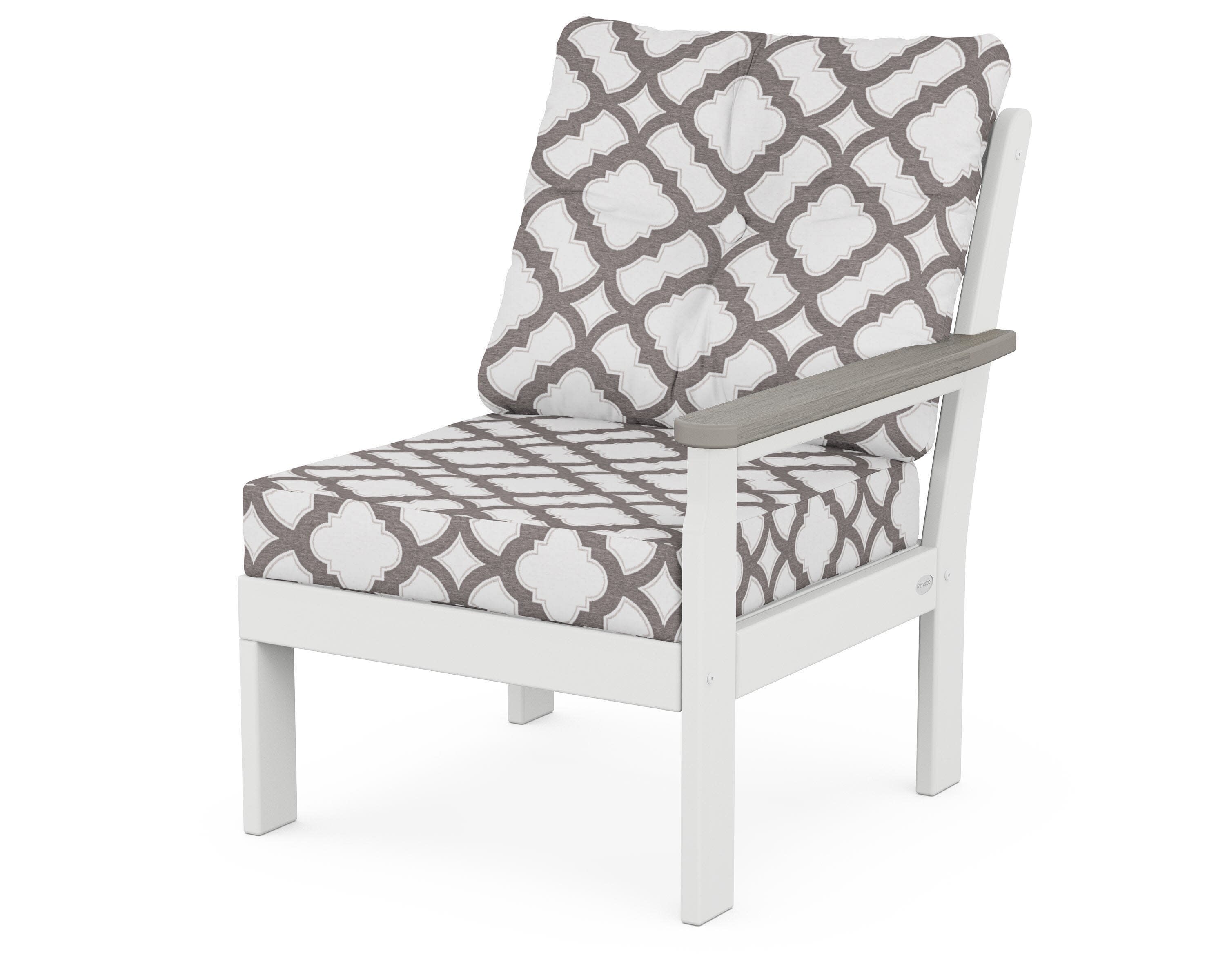 Vineyard Modular Right Arm Chair in White / Driftwood / Trellis Grey Mist