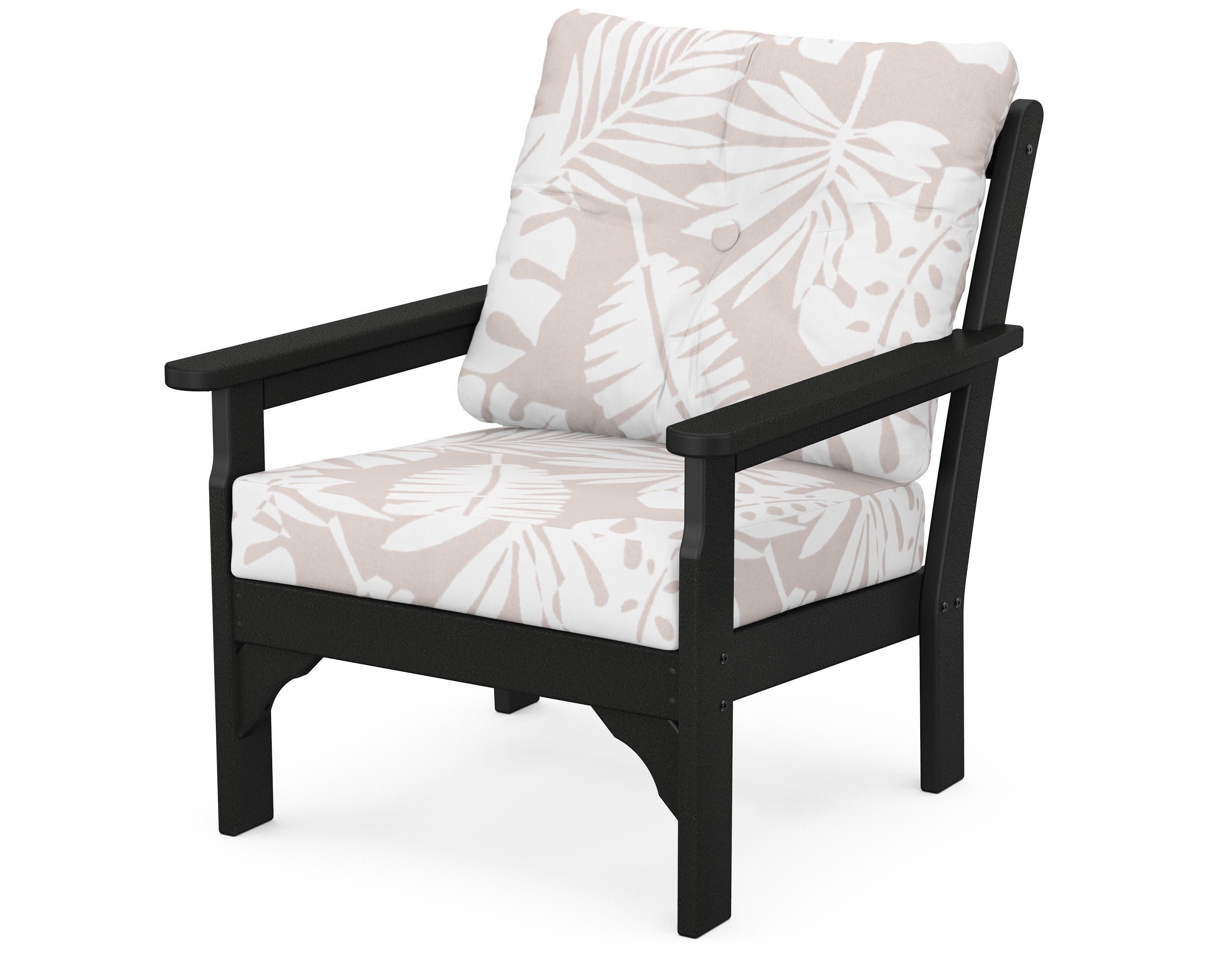 Vineyard Deep Seating Chair in Black / Leaf Dune Burlap