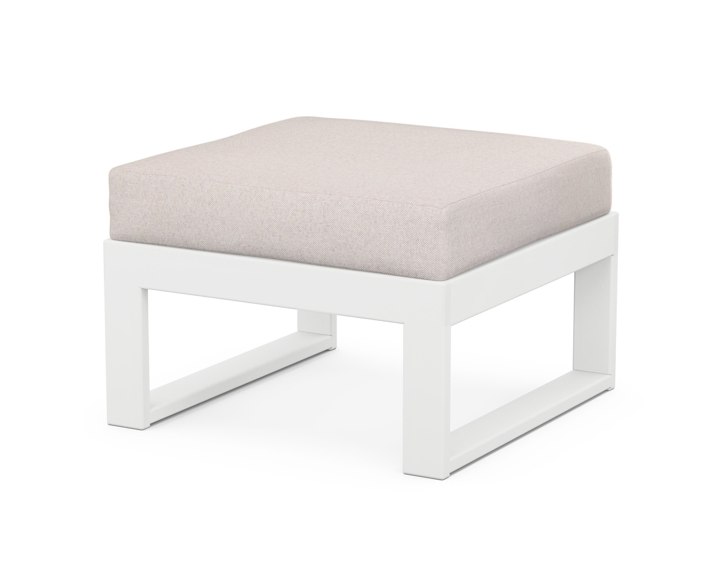 Modular Ottoman - Modern in White / Dune Burlap