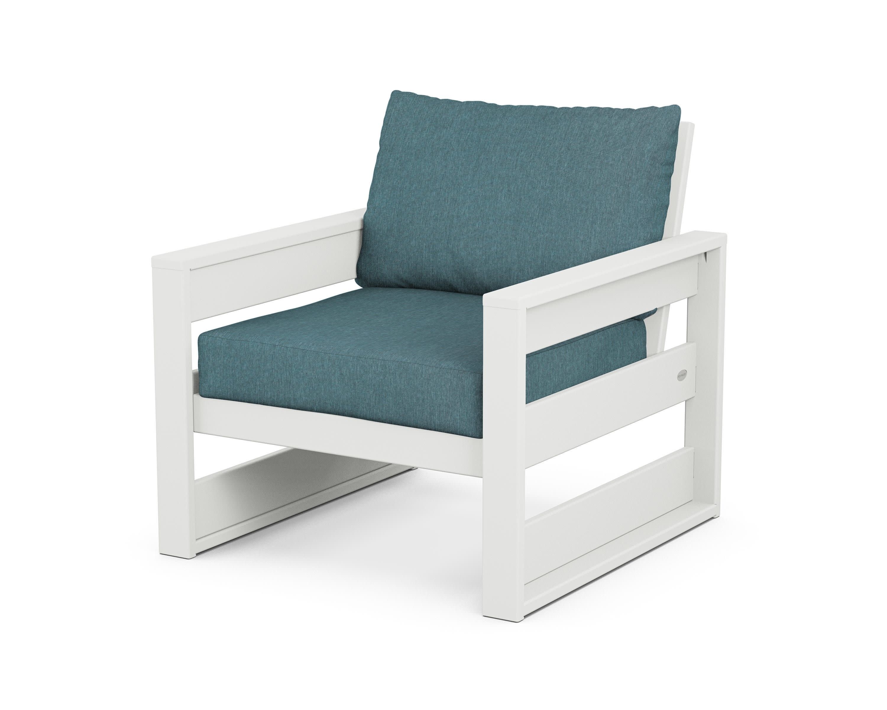 Westport Club Chair in White / Ocean Teal