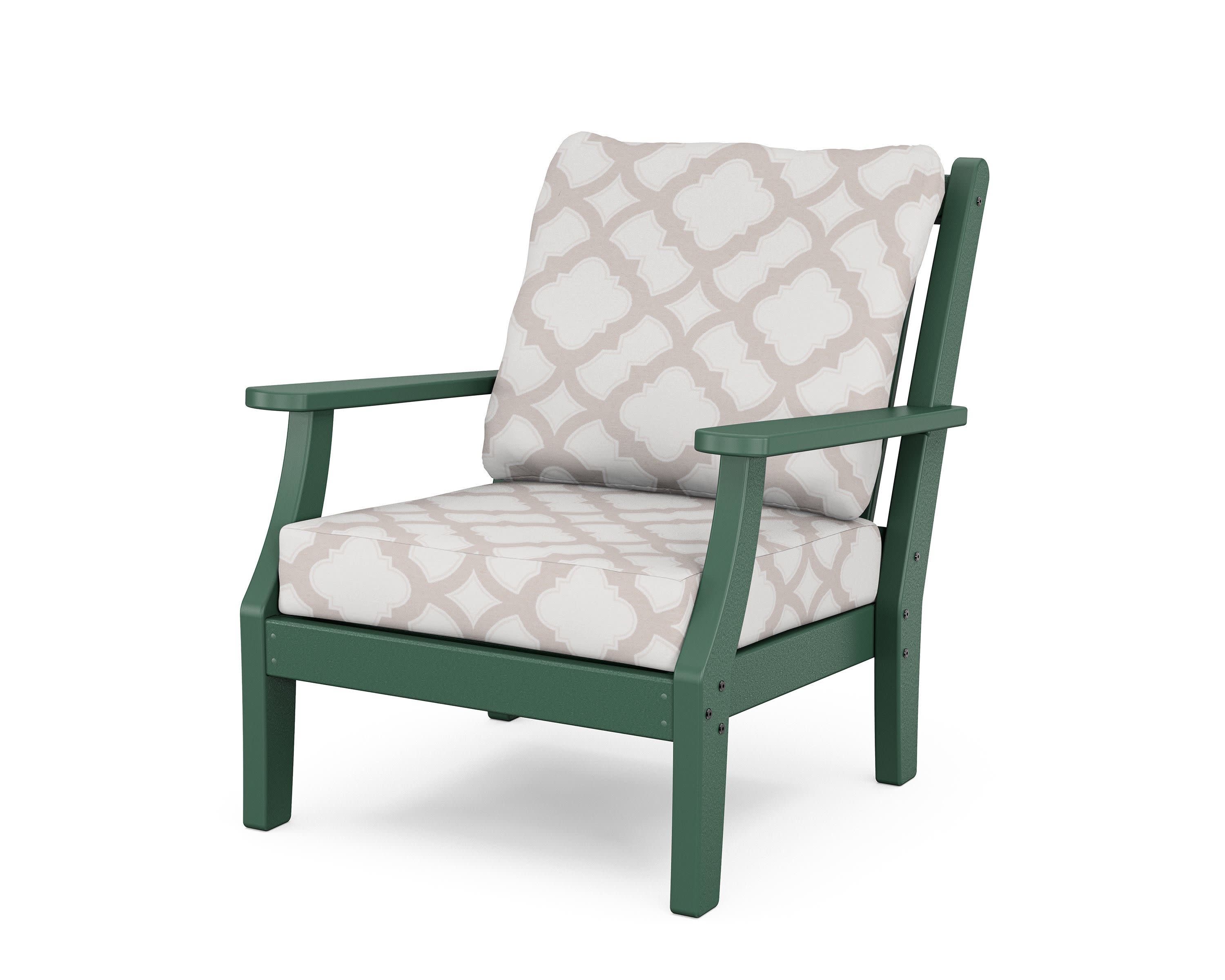 Wovendale Deep Seating Chair in Green / Trellis Dune Burlap