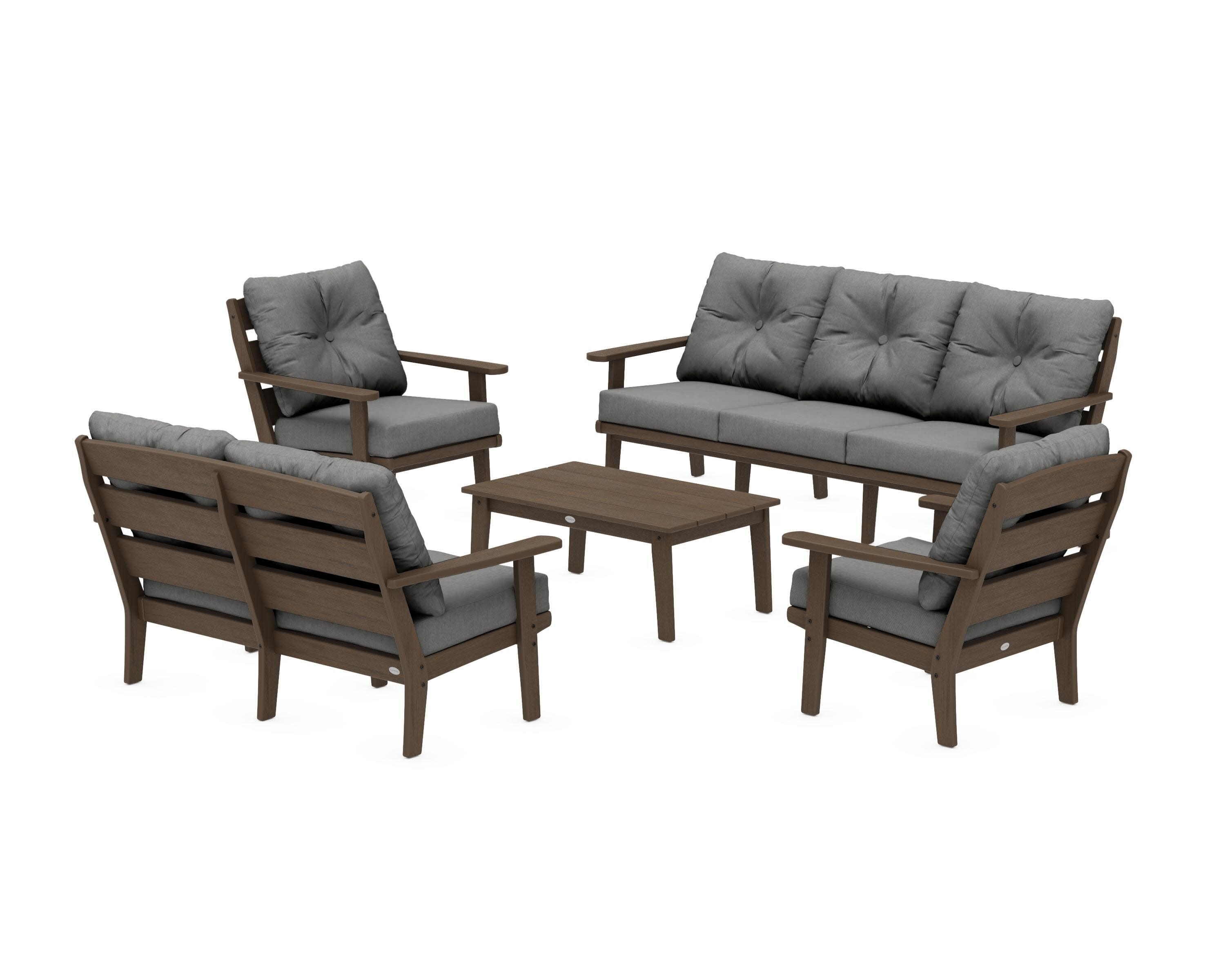 Lakeside 5-Piece Lounge Sofa Set in Kona / Spectrum Carbon