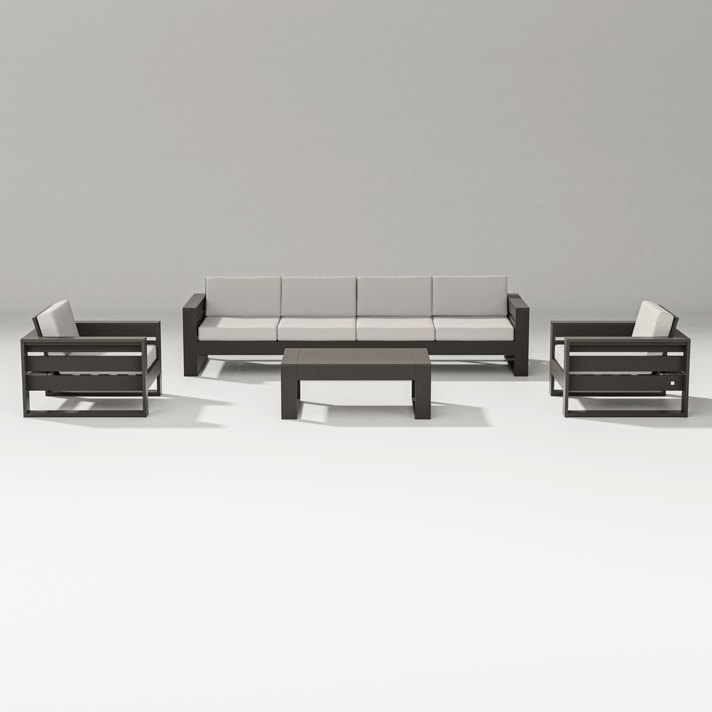 Latitude 5-Piece Lounge Sofa Set in Vintage Coffee / Cast Ash