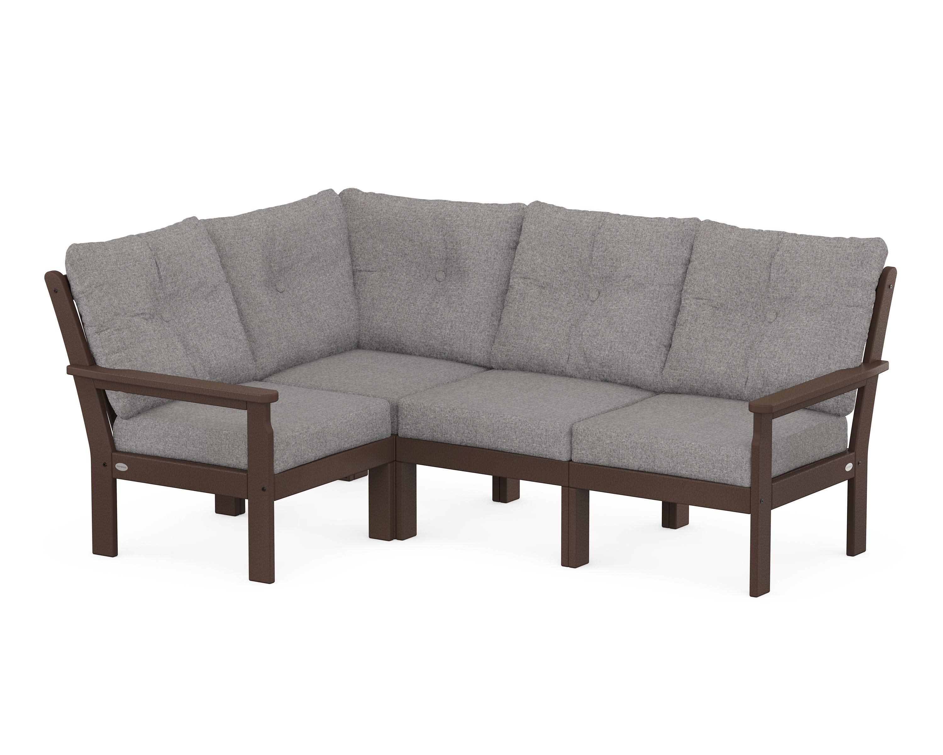 Vineyard 4-Piece Sectional in Mahogany / Grey Mist