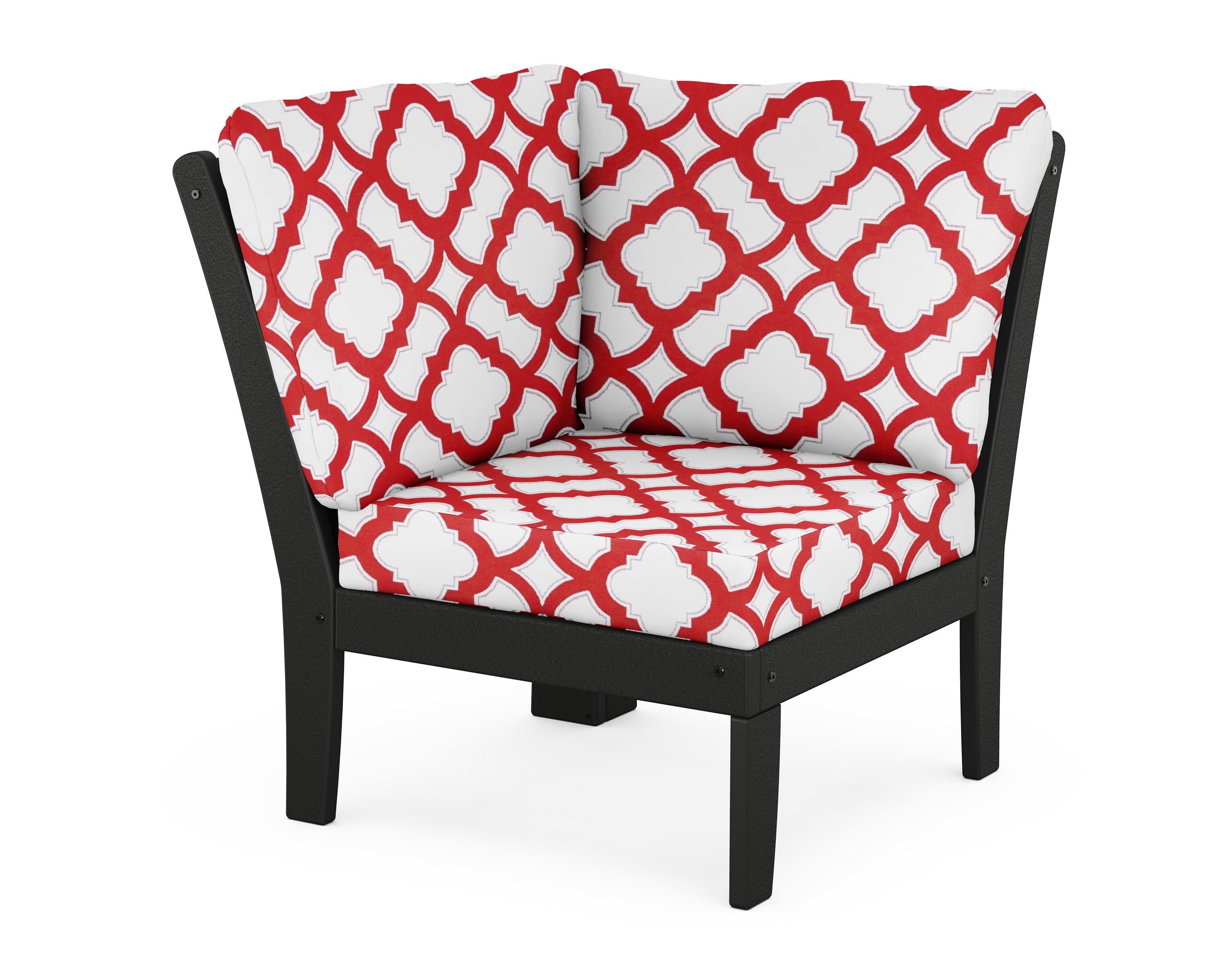 Braxton Modular Corner Chair in Black / Trellis Crimson