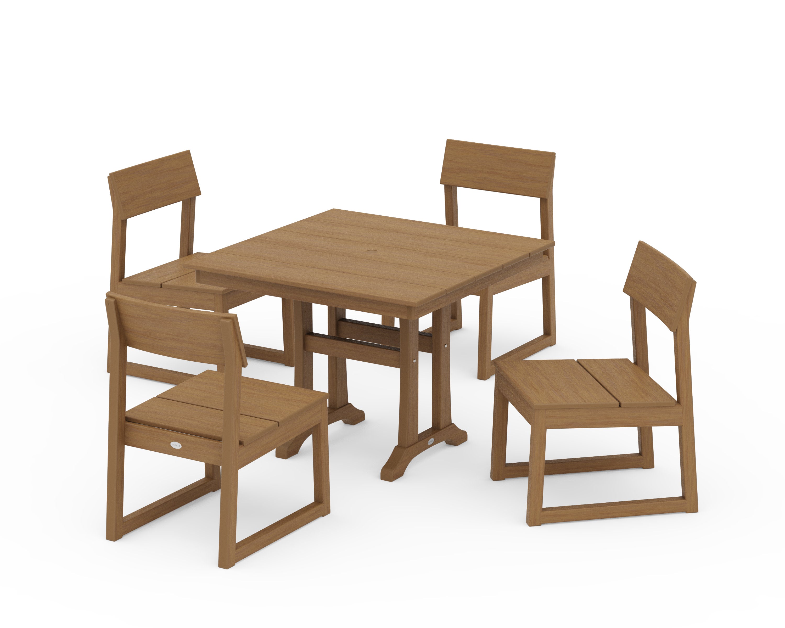 EDGE 5-Piece Farmhouse Trestle Side Chair Dining Set in Natural