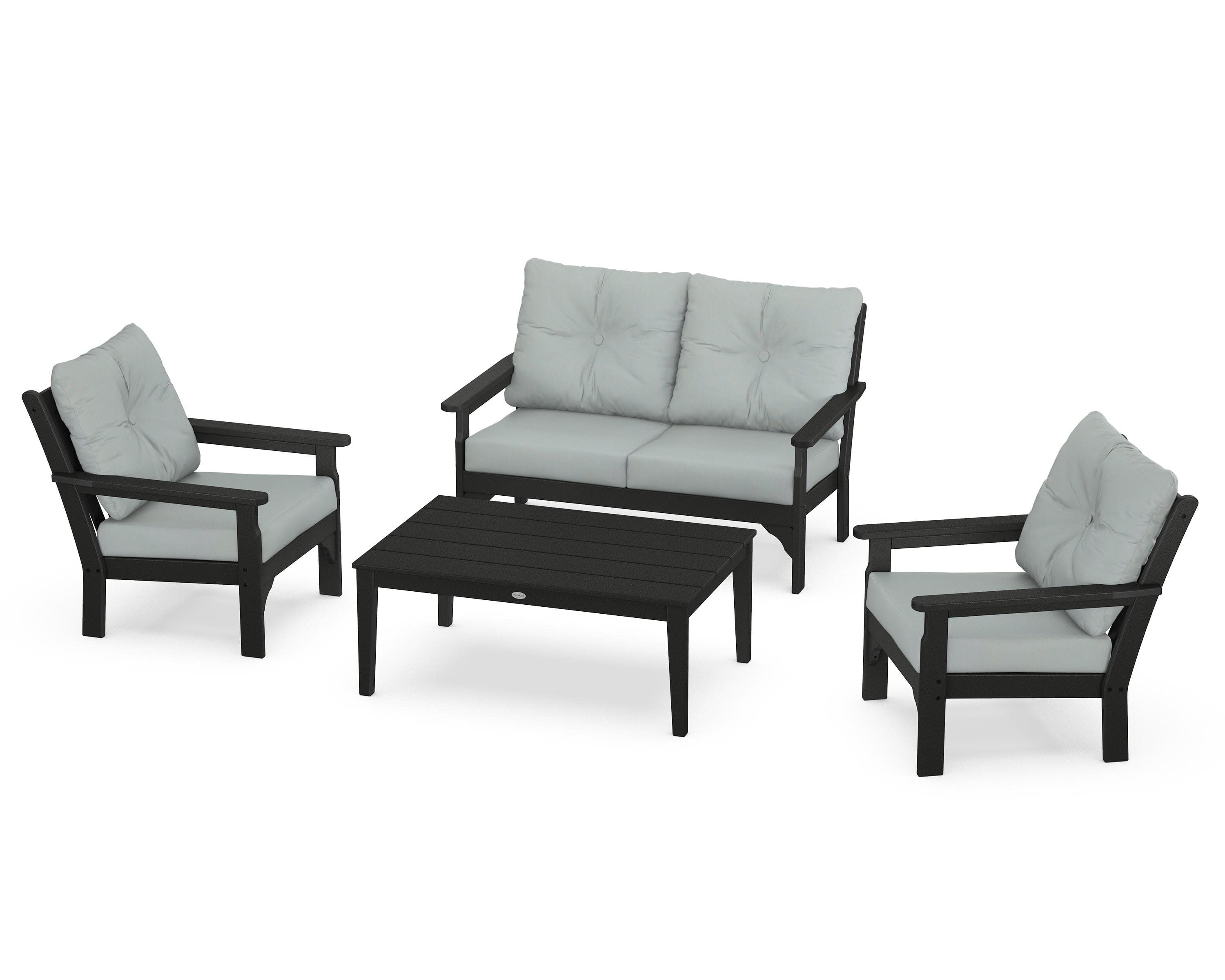 Vineyard 4-Piece Deep Seating Set in Black / Spa
