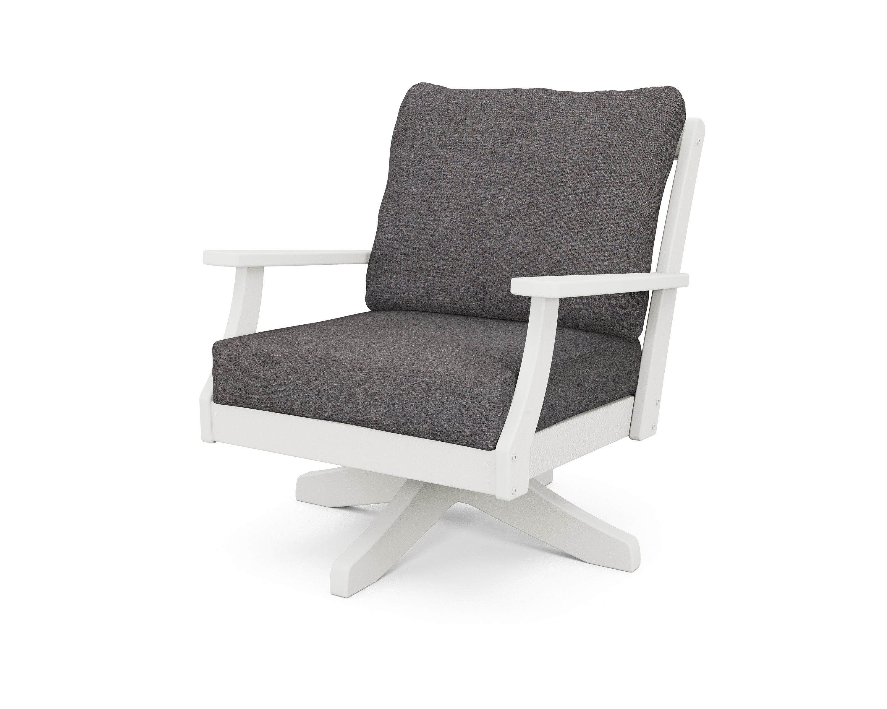 Braxton Deep Seating Swivel Chair in Vintage White / Ash Charcoal