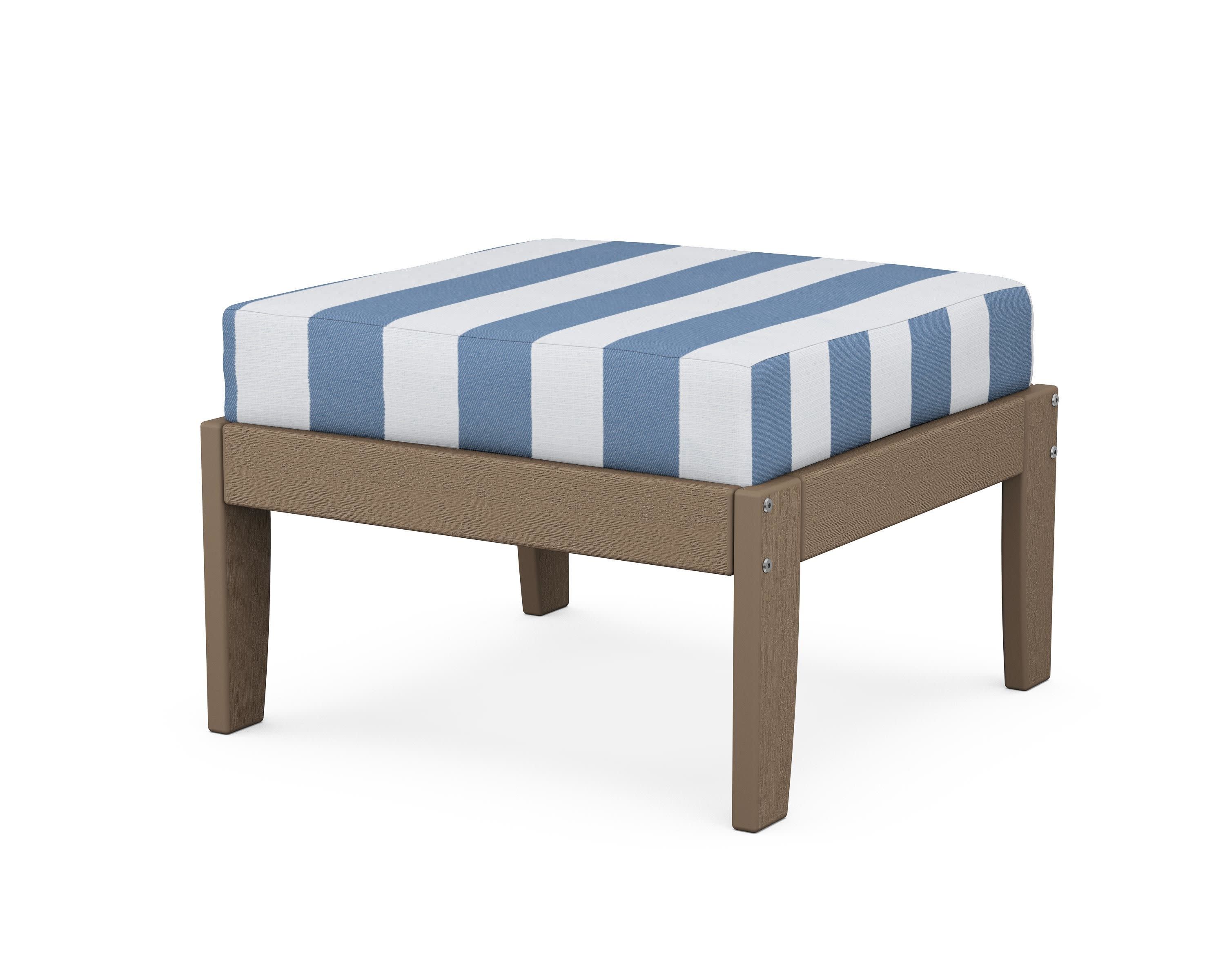 Modular Ottoman - Classic in Vintage Sahara / Cabana Stripe Sky Blue