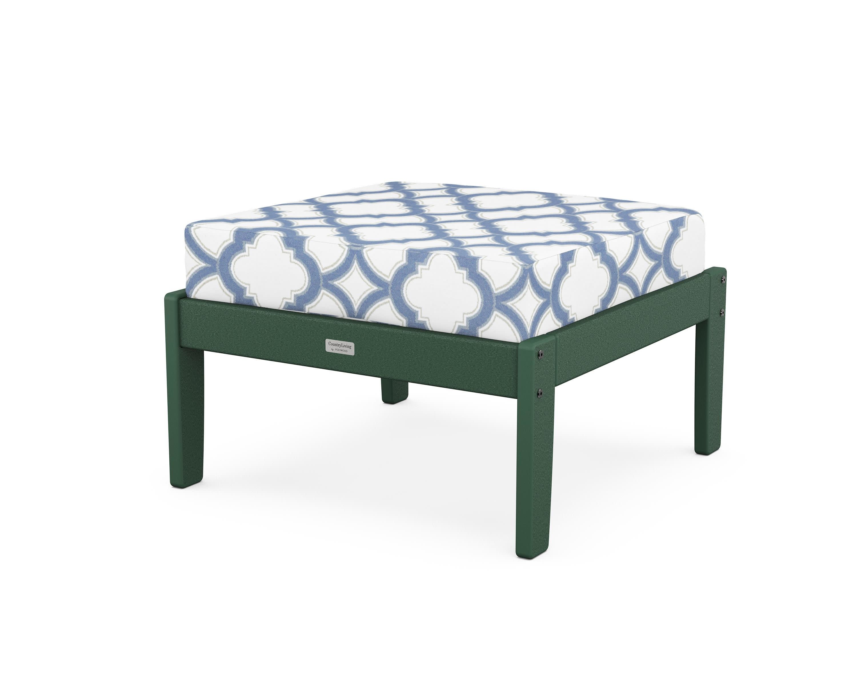 Cottage Deep Seating Ottoman in Green / Trellis Sky Blue