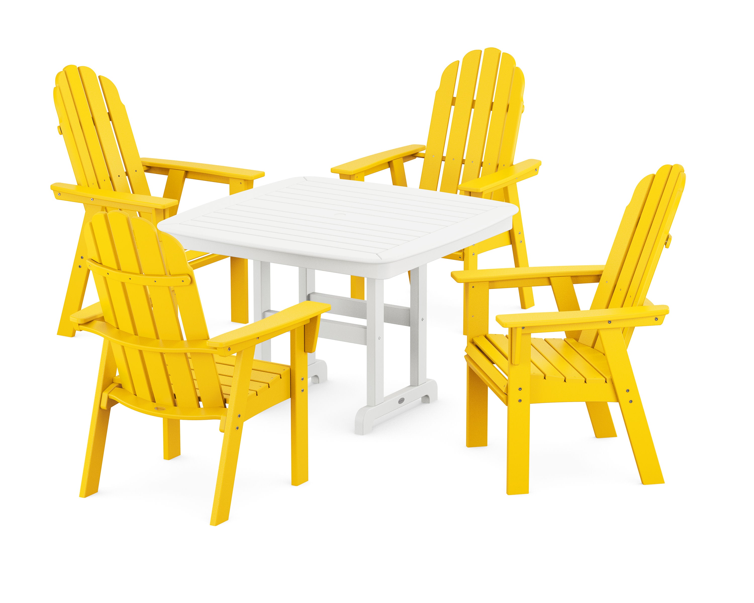 Vineyard Curveback Adirondack 5-Piece Dining Set in Lemon / White