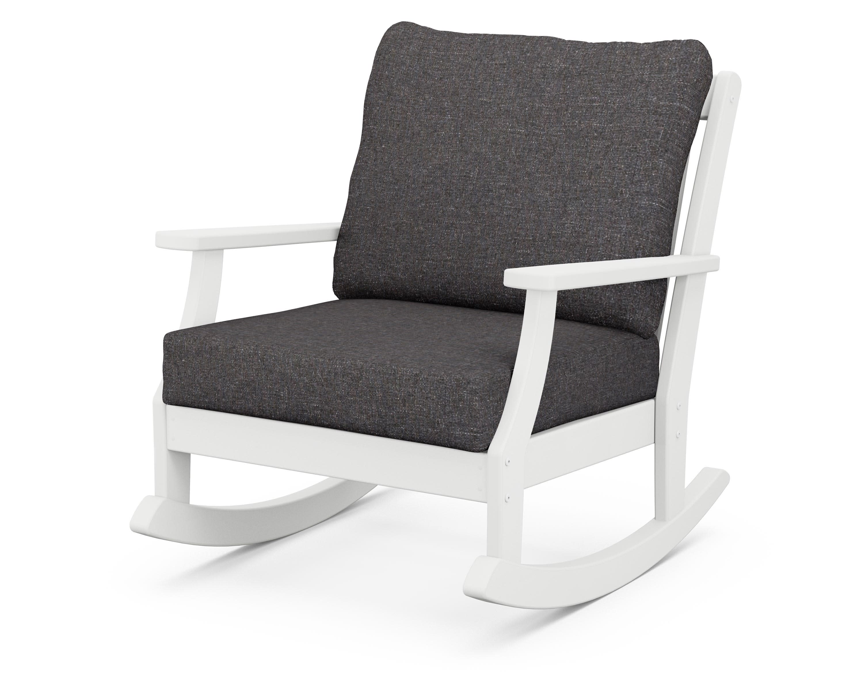 Braxton Deep Seating Rocking Chair in White / Ash Charcoal