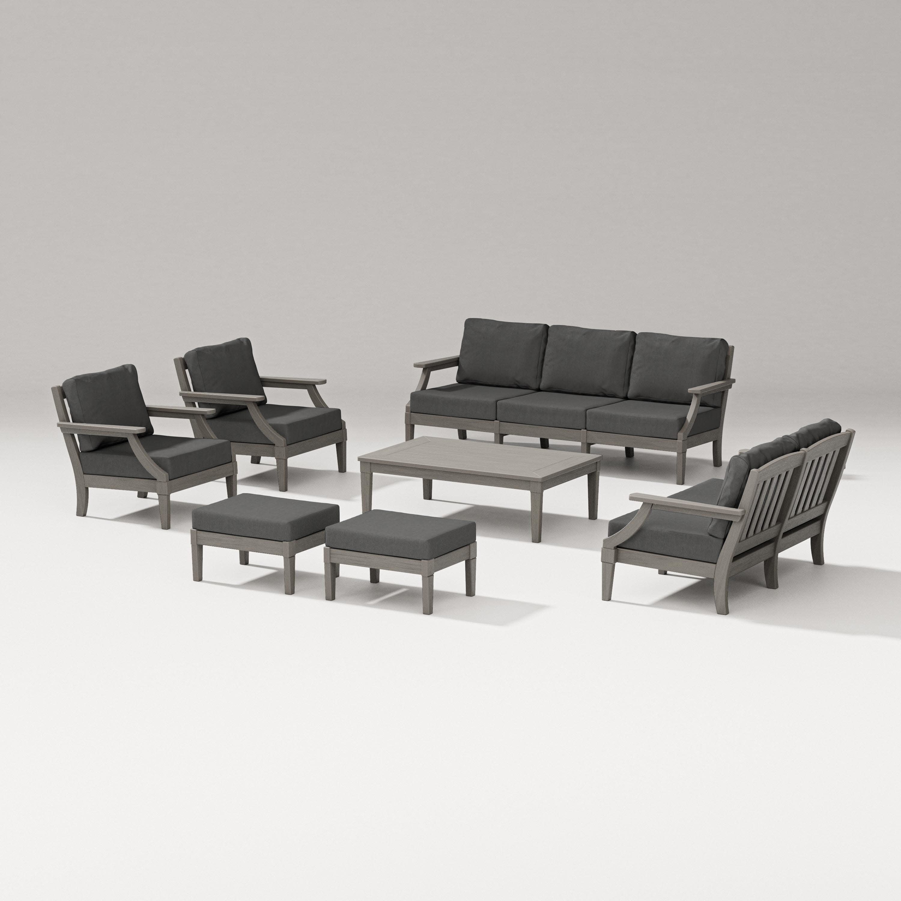 Estate 7-Piece Lounge Sofa Set in Driftwood / Spectrum Carbon