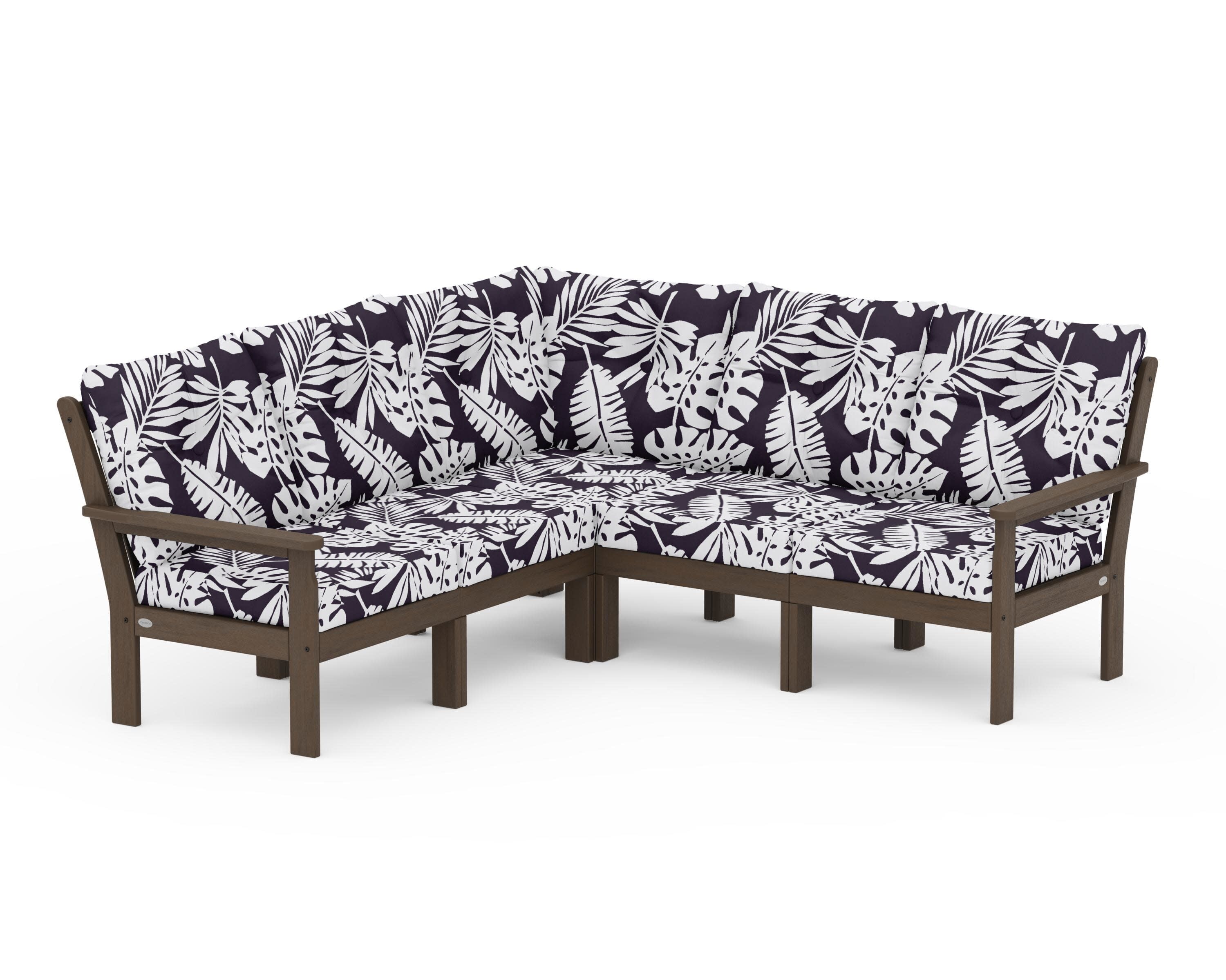 Vineyard 5-Piece Sectional in Kona / Leaf Navy