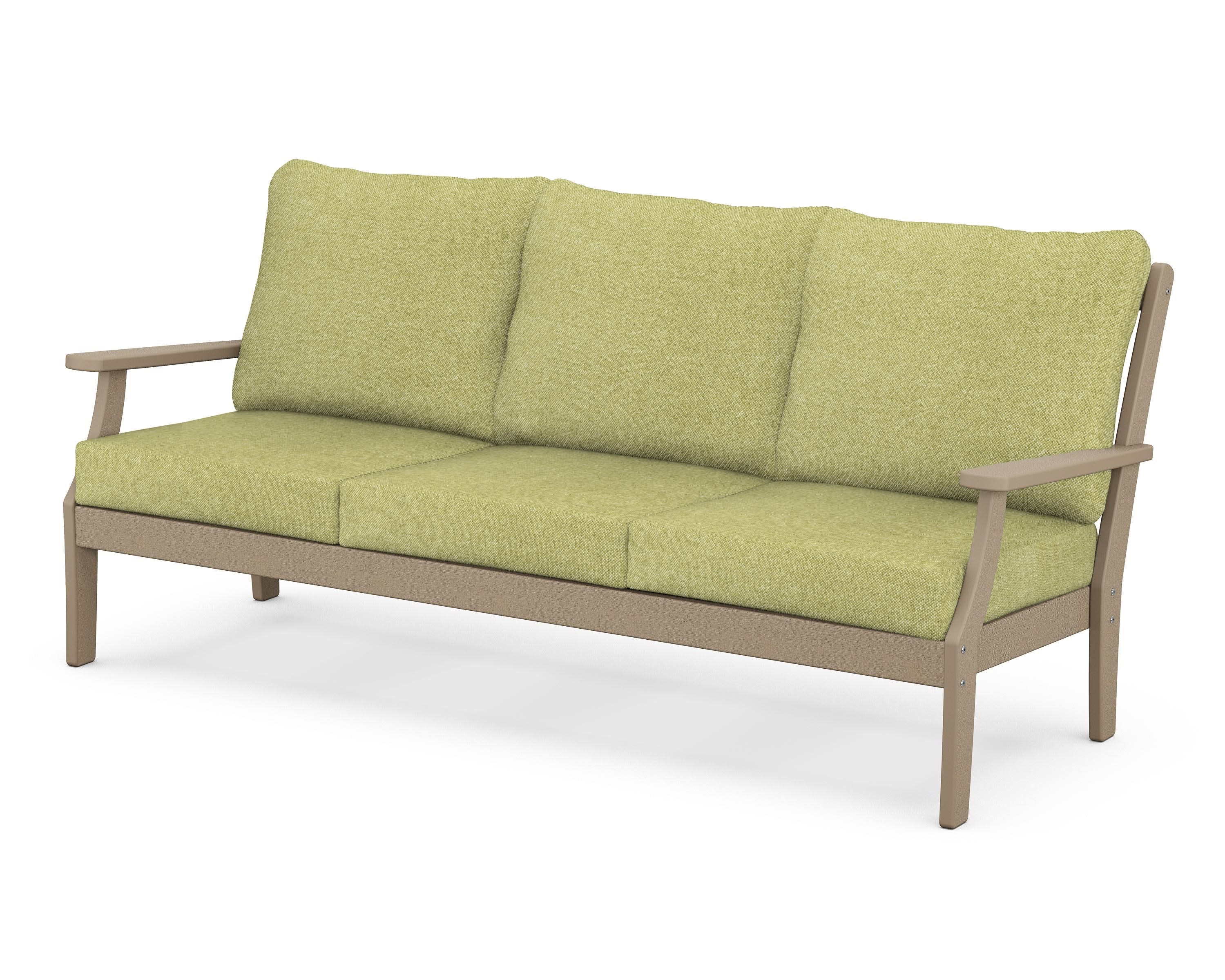 Braxton Deep Seating Sofa in Vintage Sahara / Chartreuse Boucle