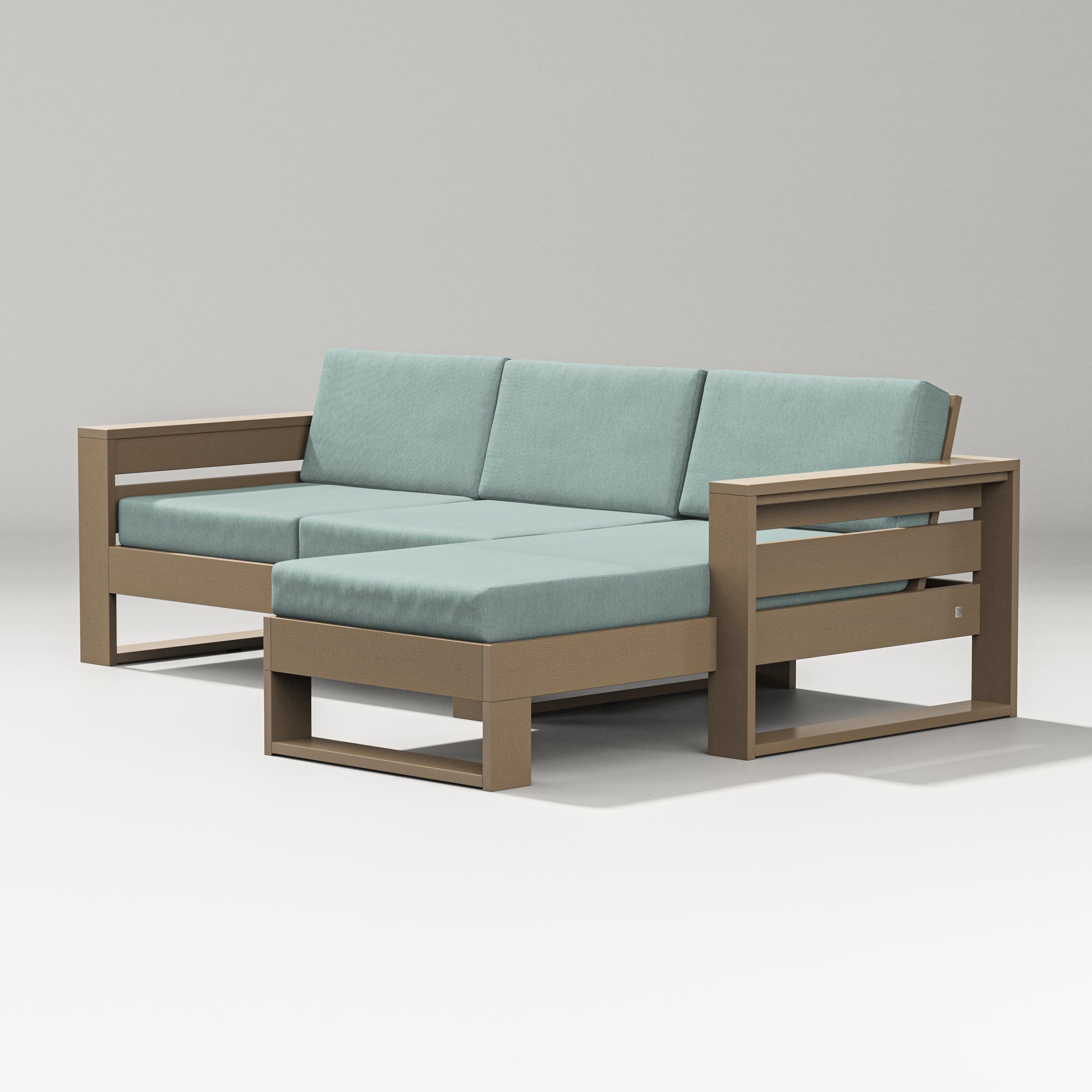 Latitude Right Chaise Sectional in Vintage Sahara / Glacier Spa
