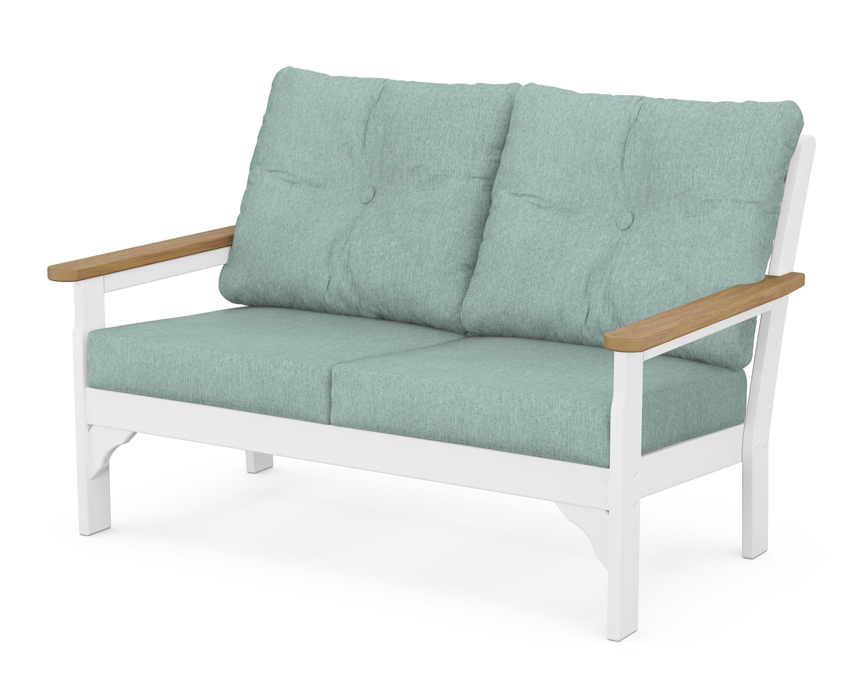 Vineyard Deep Seating Loveseat in White / Natural / Glacier Spa