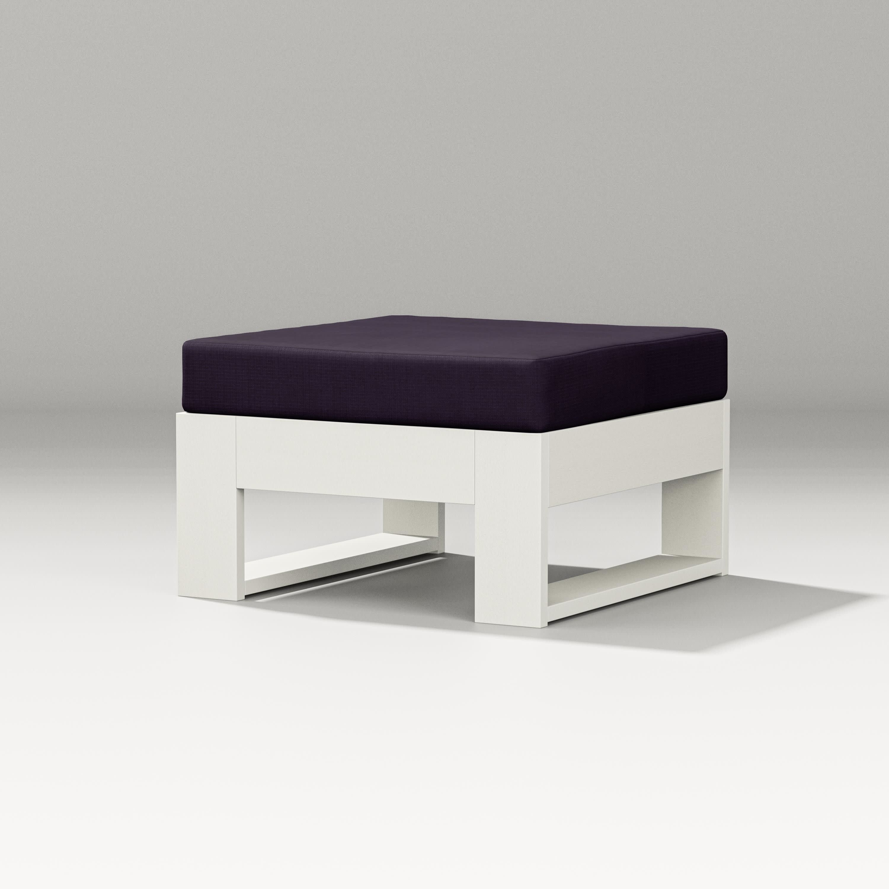 Latitude Lounge Ottoman in Vintage White / Navy Linen