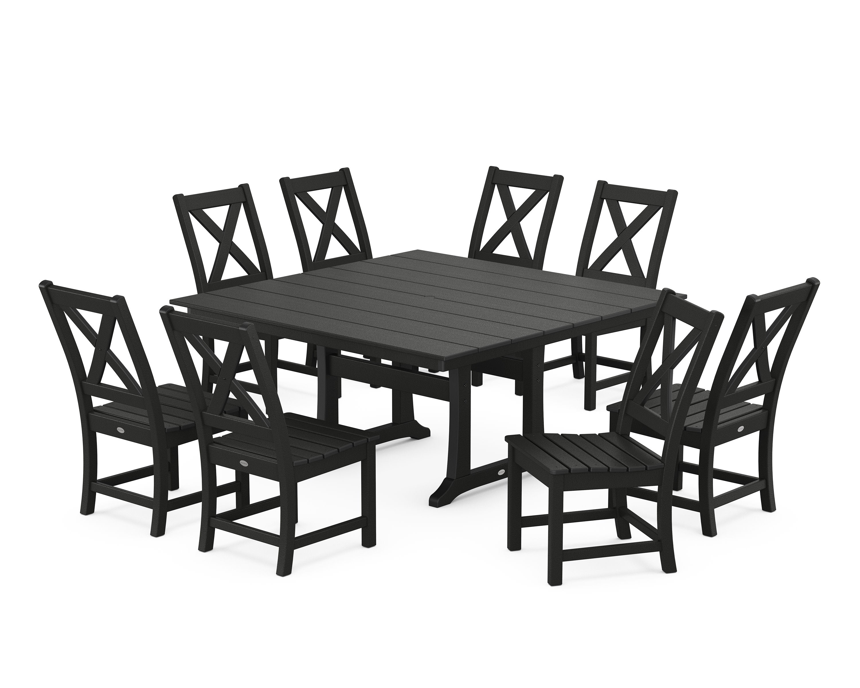 Braxton Side Chair 9-Piece Farmhouse Dining Set in Black