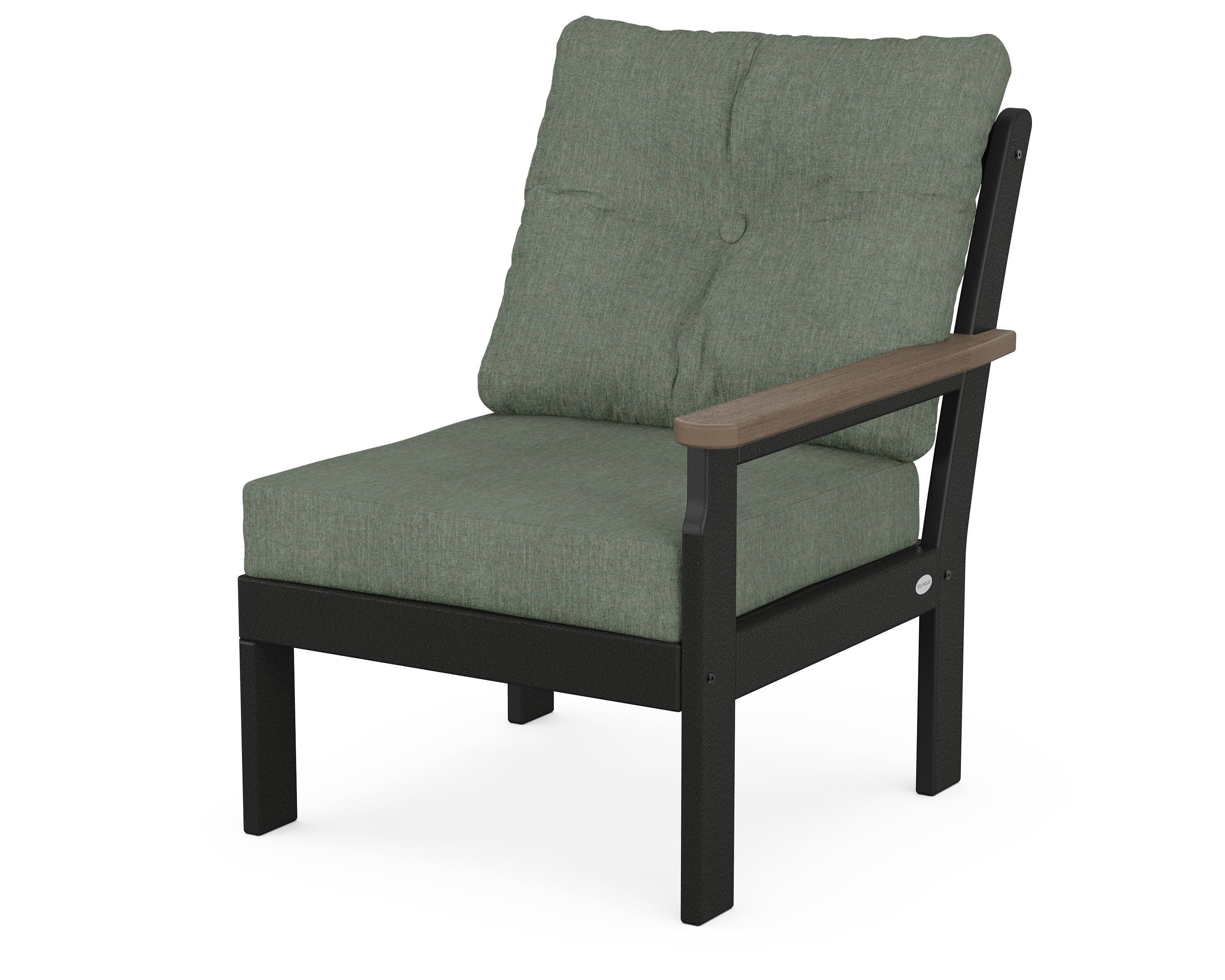Vineyard Modular Right Arm Chair in Black / Kona / Cast Sage