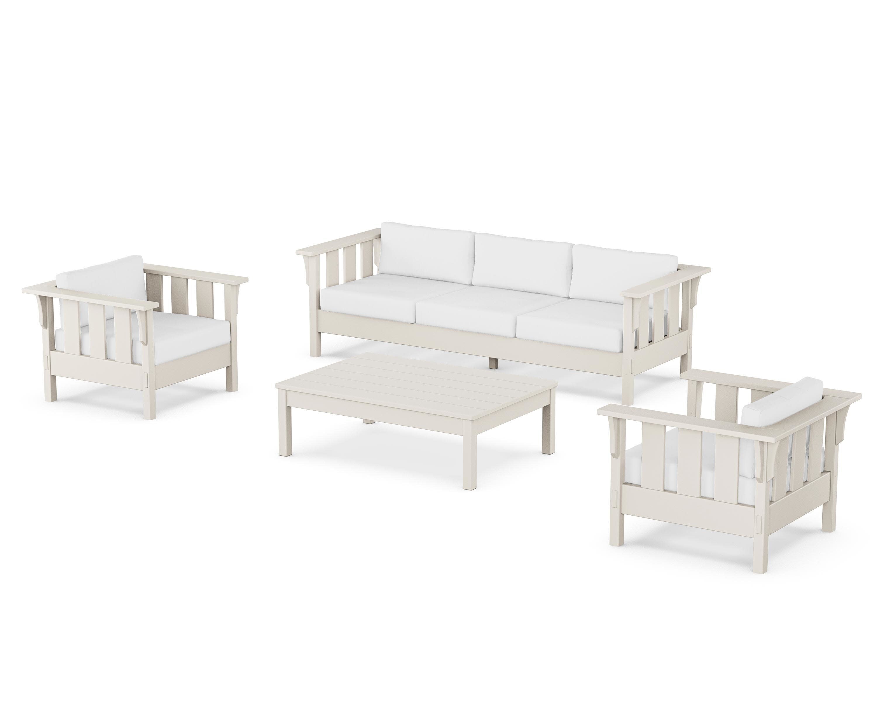 Acadia 4-Piece Deep Seating Set with Sofa in Sand / Natural