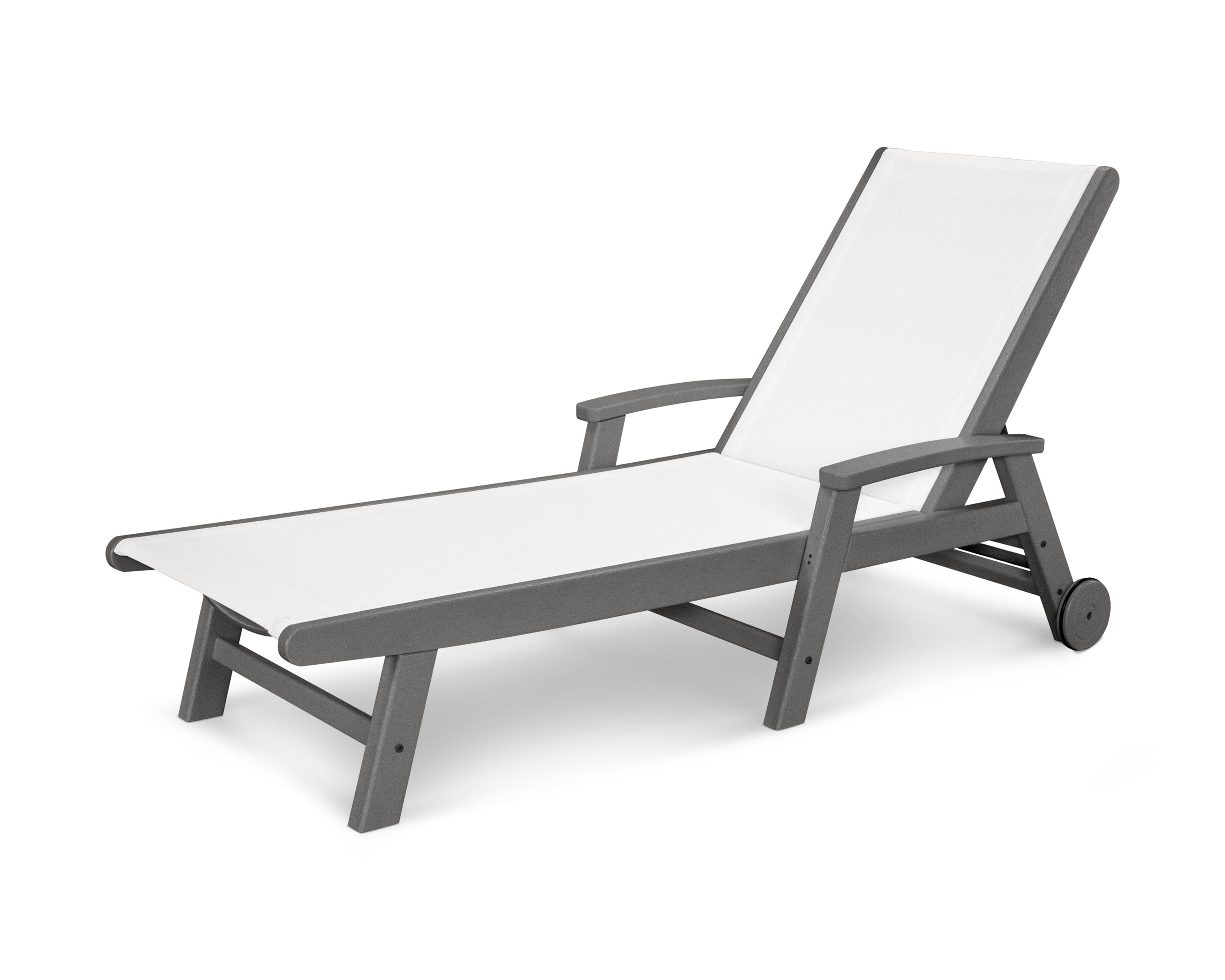 Coastal Chaise with Wheels in Slate Grey / White Sling