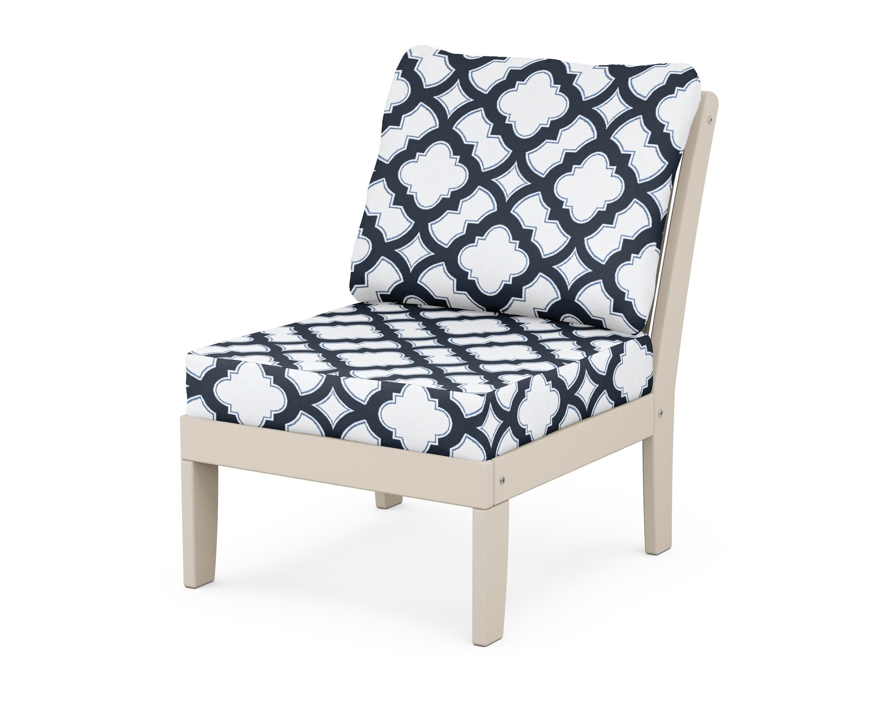 Braxton Modular Armless Chair in Sand / Trellis Marine Indigo