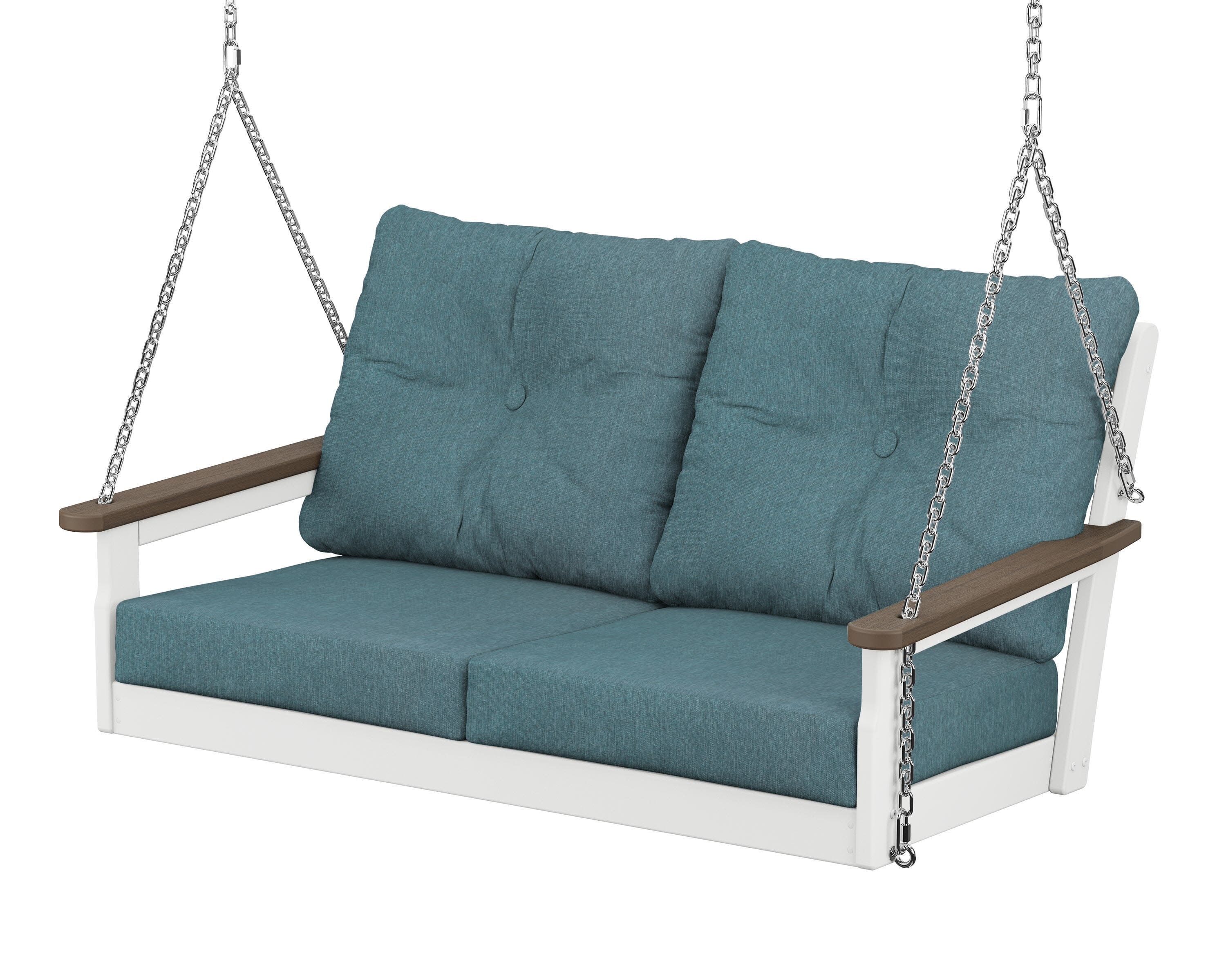 Vineyard Deep Seating Swing in White / Kona / Ocean Teal